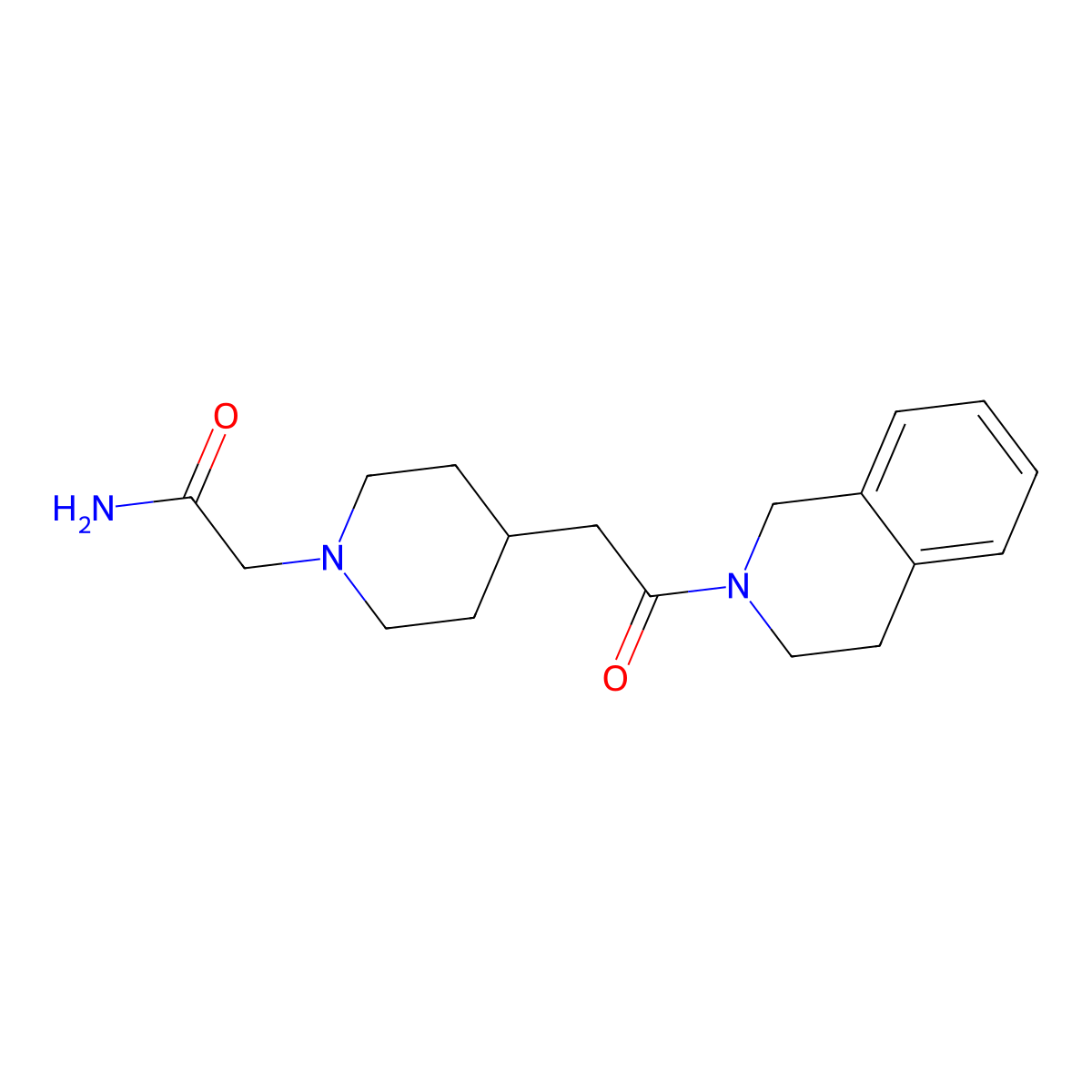 2-{4-[2-Oxo-2-(1,2,3,4-tetrahydroisoquinolin-2-yl)ethyl]piperidin-1-yl}acetamide molecular structure, CAS 3054589-64-6