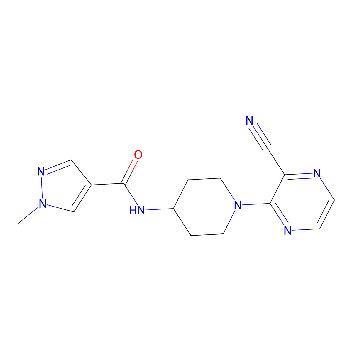 N-[1-(3-cyanopyrazin-2-yl)piperidin-4-yl]-1-methyl-1H-pyrazole-4-carboxamide molecular structure, CAS 3054589-66-8
