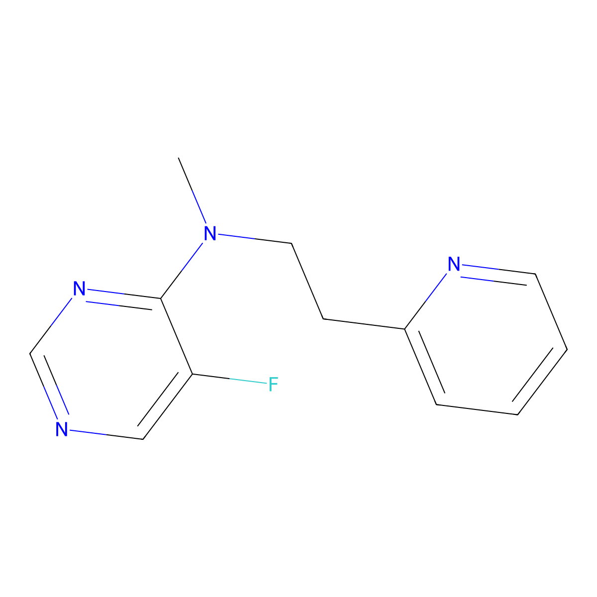 5-fluoro-N-methyl-N-[2-(pyridin-2-yl)ethyl]pyrimidin-4-amine molecular structure, CAS 3054589-68-0