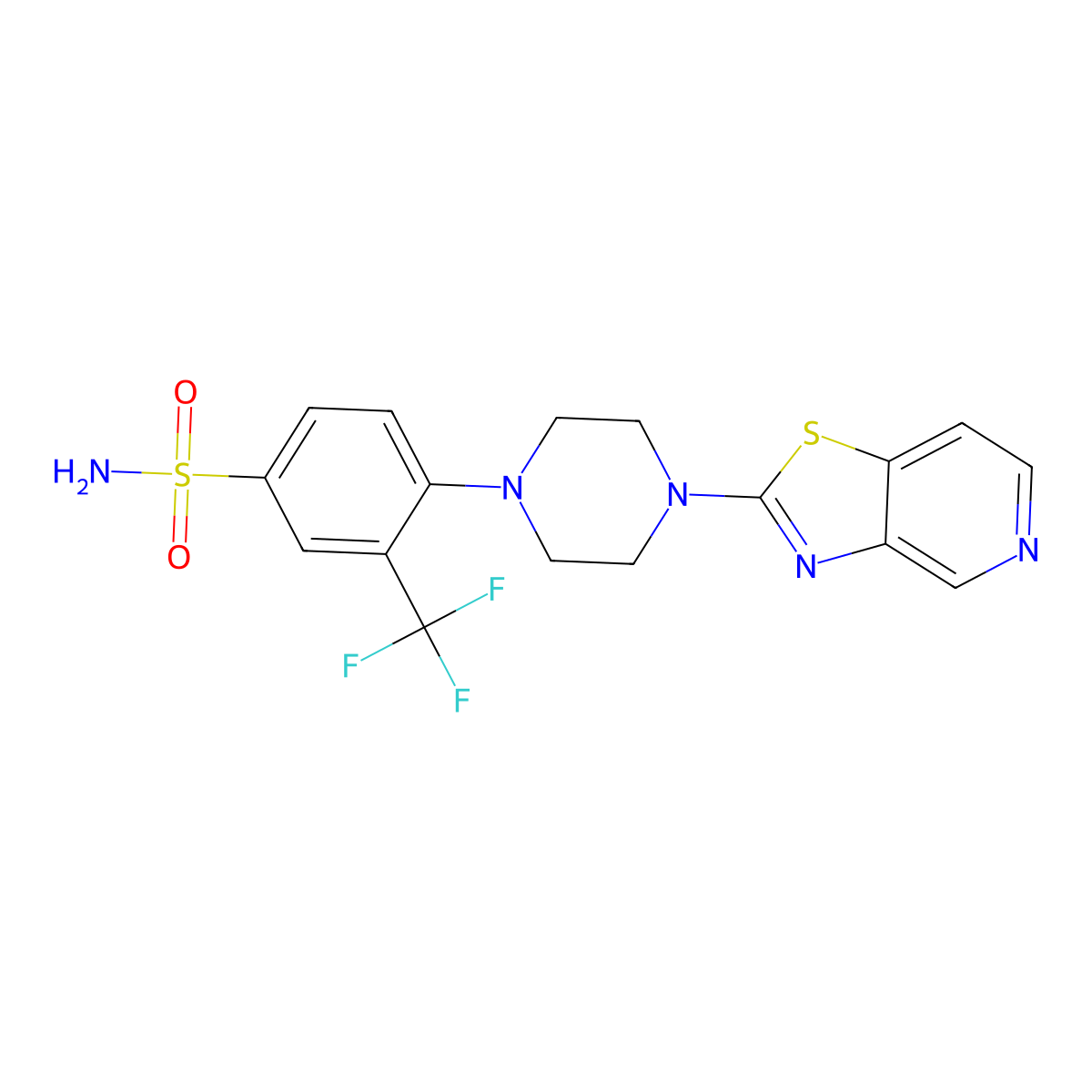 4-(4-{[1,3]Thiazolo[4,5-c]pyridin-2-yl}piperazin-1-yl)-3-(trifluoromethyl)benzene-1-sulfonamide molecular structure, CAS 3054589-77-1