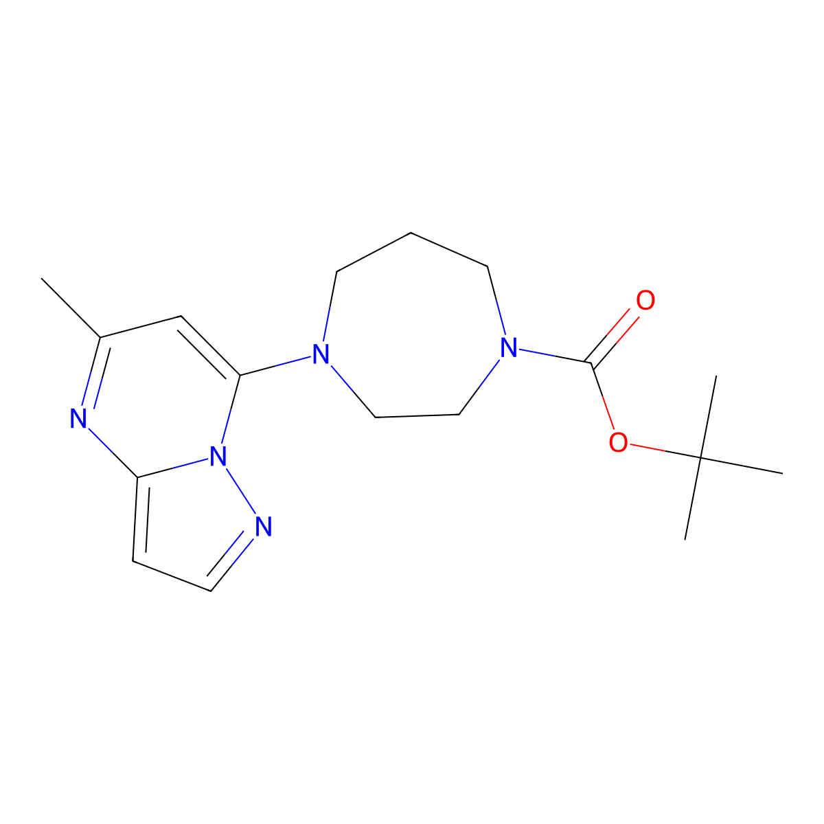 Tert-butyl 4-{5-methylpyrazolo[1,5-a]pyrimidin-7-yl}-1,4-diazepane-1-carboxylate molecular structure, CAS 3054589-79-3