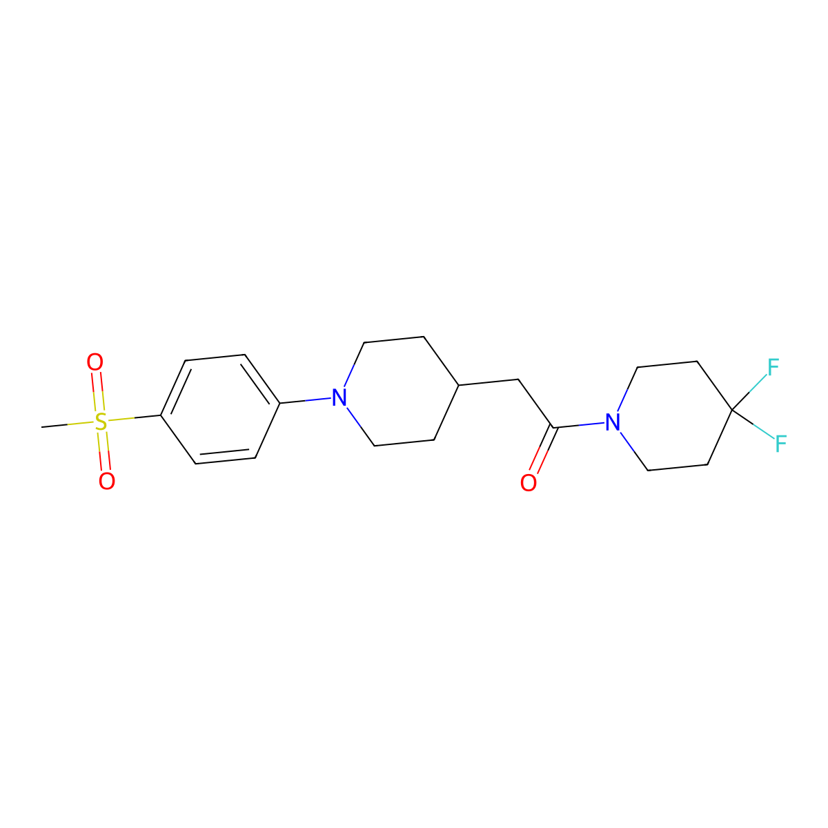 1-(4,4-Difluoropiperidin-1-yl)-2-[1-(4-methanesulfonylphenyl)piperidin-4-yl]ethan-1-one molecular structure, CAS 3054589-84-0