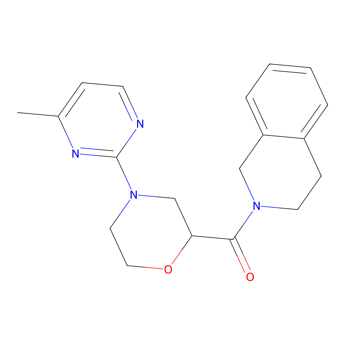 2-[4-(4-Methylpyrimidin-2-yl)morpholine-2-carbonyl]-1,2,3,4-tetrahydroisoquinoline molecular structure, CAS 3054589-89-5