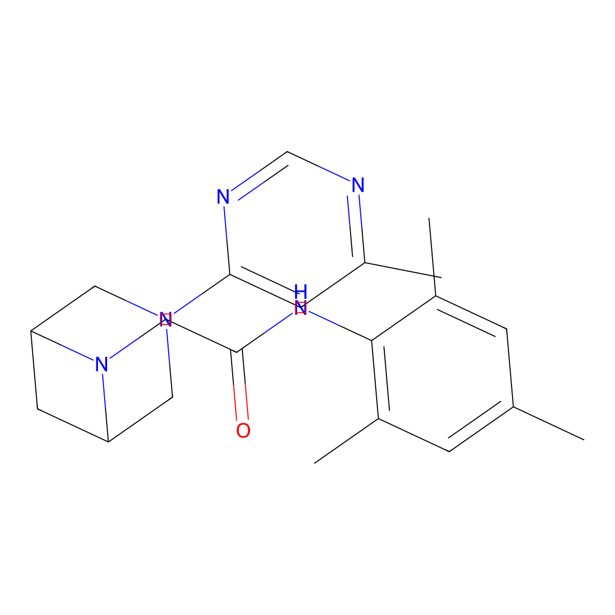 2-[3-(6-methylpyrimidin-4-yl)-3,6-diazabicyclo[3.1.1]heptan-6-yl]-N-(2,4,6-trimethylphenyl)acetamide molecular structure, CAS 3054589-98-6