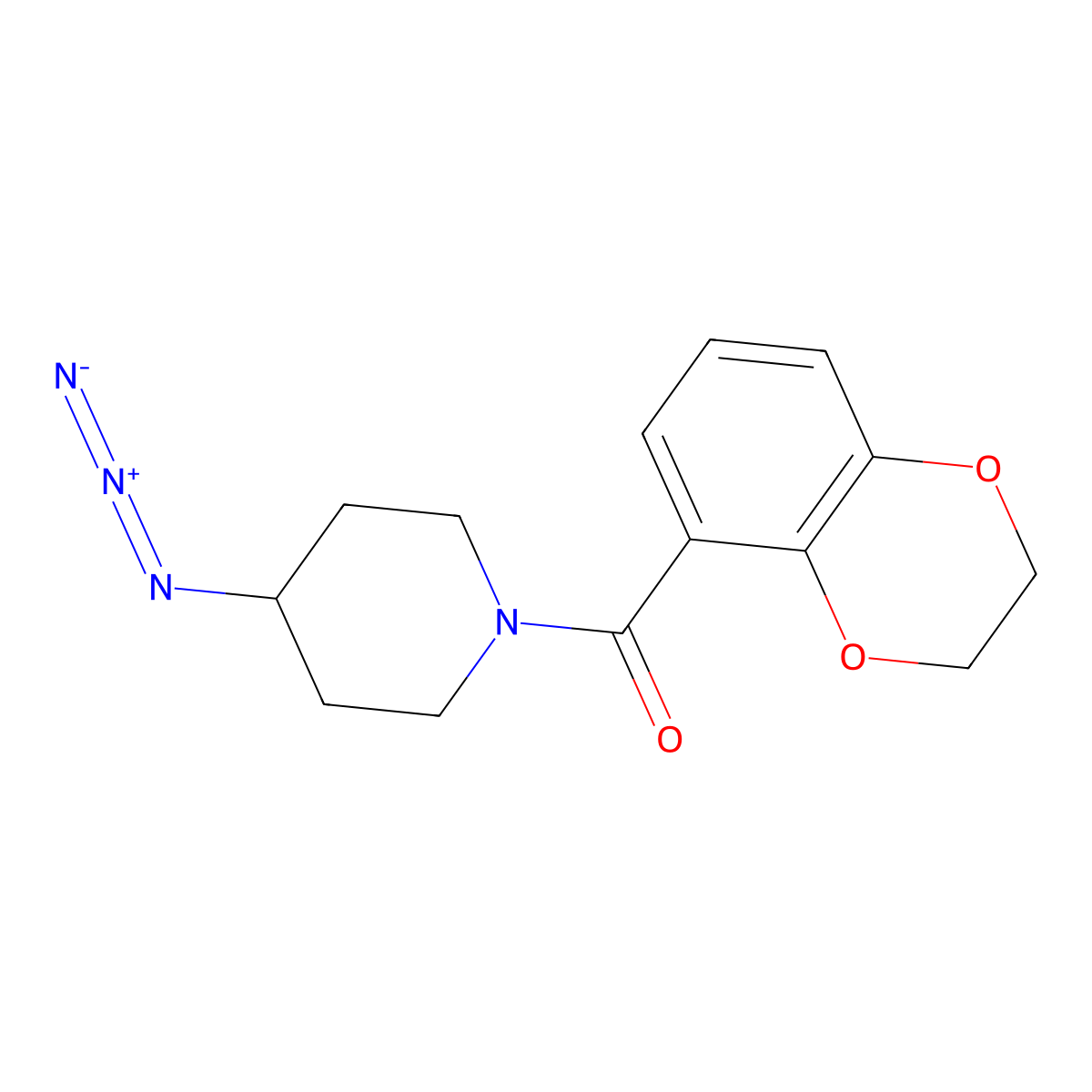 4-Azido-1-(2,3-dihydro-1,4-benzodioxine-5-carbonyl)piperidine molecular structure, CAS 3054589-99-7