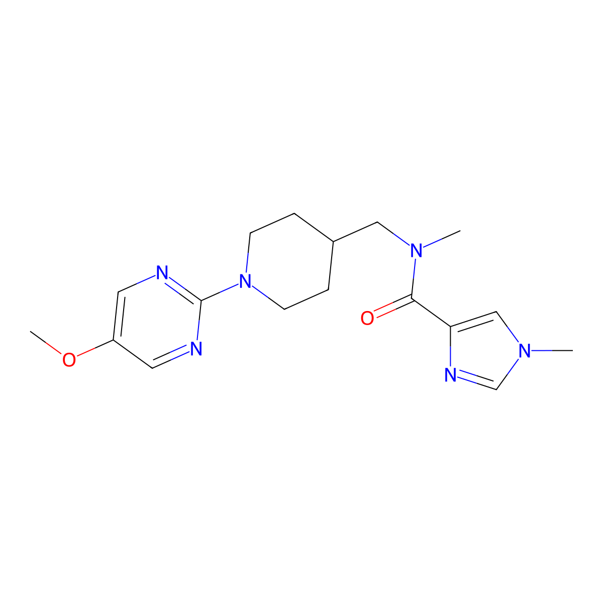 N-{[1-(5-methoxypyrimidin-2-yl)piperidin-4-yl]methyl}-N,1-dimethyl-1H-imidazole-4-carboxamide molecular structure, CAS 3054590-04-1