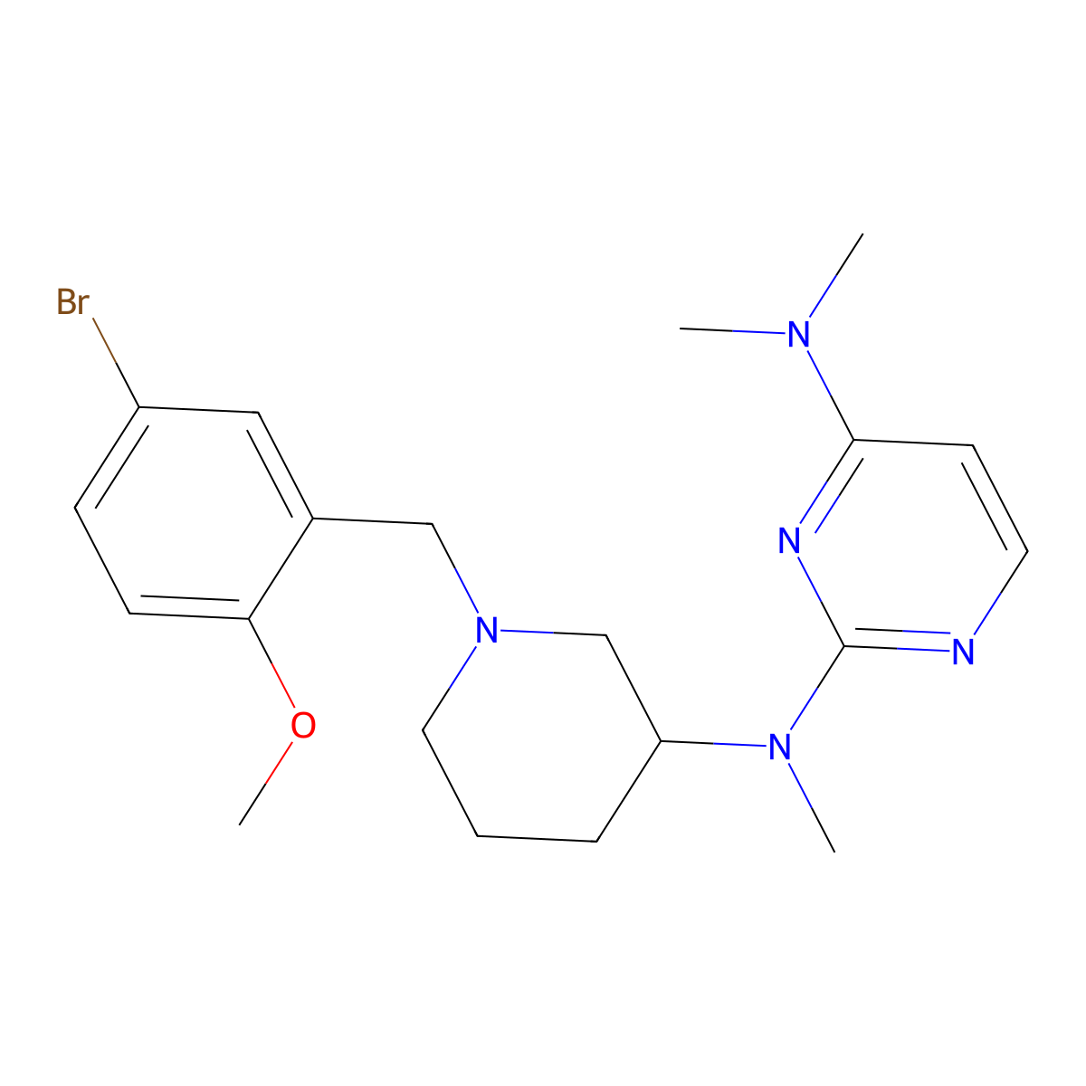 N2-{1-[(5-bromo-2-methoxyphenyl)methyl]piperidin-3-yl}-N2,N4,N4-trimethylpyrimidine-2,4-diamine molecular structure, CAS 3054590-05-2