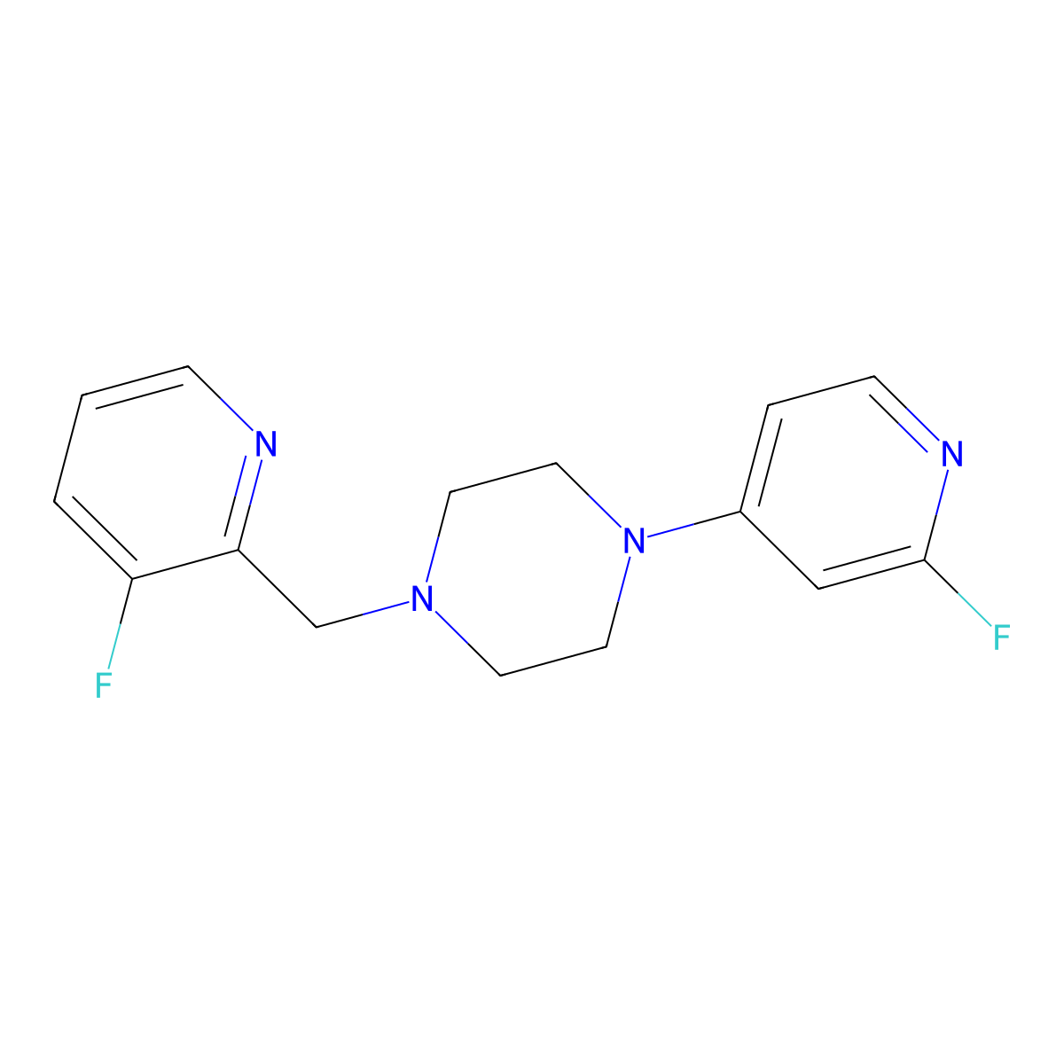 1-[(3-Fluoropyridin-2-yl)methyl]-4-(2-fluoropyridin-4-yl)piperazine molecular structure, CAS 3054590-15-4