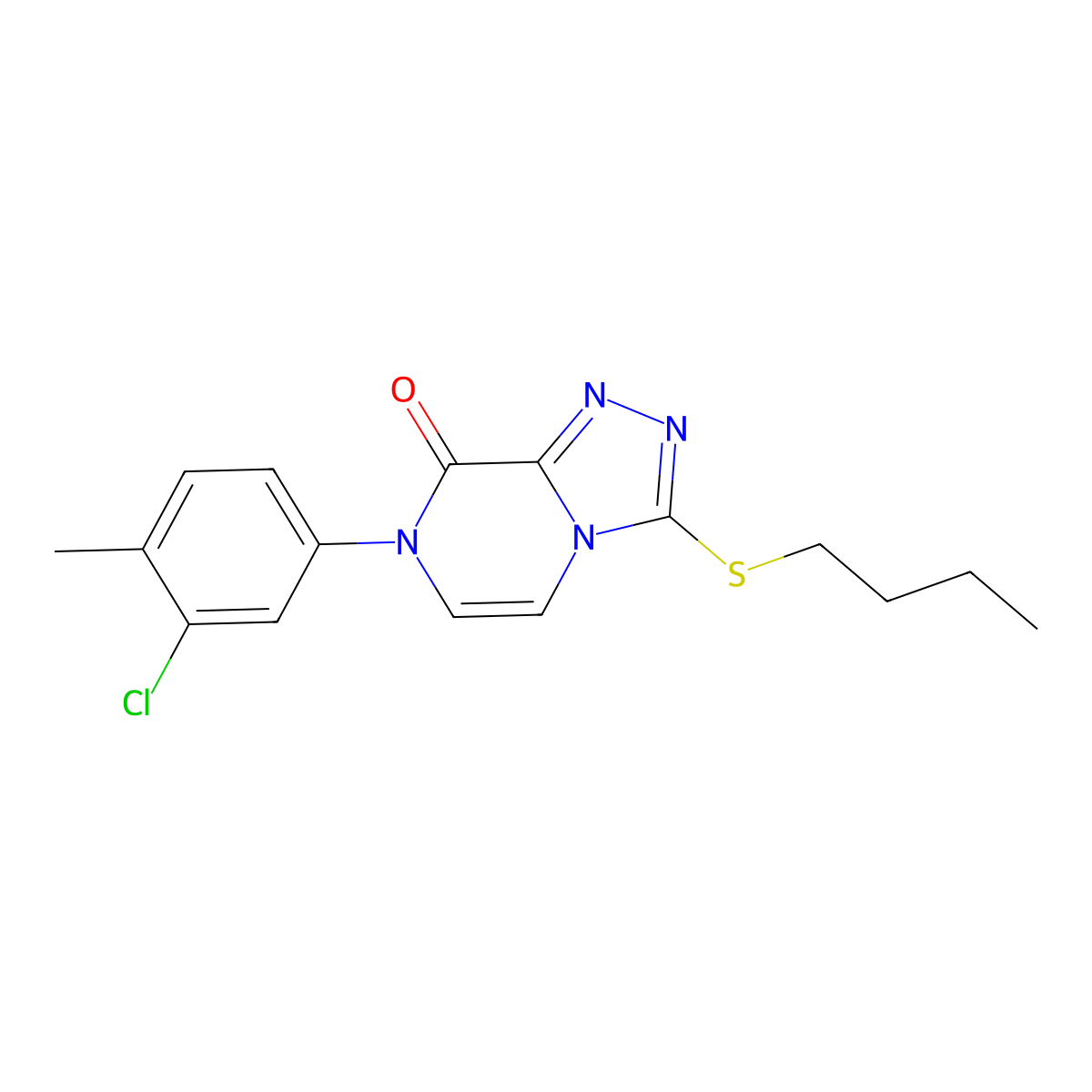 3-(butylsulfanyl)-7-(3-chloro-4-methylphenyl)-7H,8H-[1,2,4]triazolo[4,3-a]pyrazin-8-one molecular structure, CAS 3054590-24-5