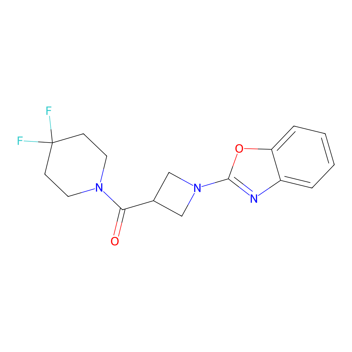 2-[3-(4,4-Difluoropiperidine-1-carbonyl)azetidin-1-yl]-1,3-benzoxazole molecular structure, CAS 3054590-27-8