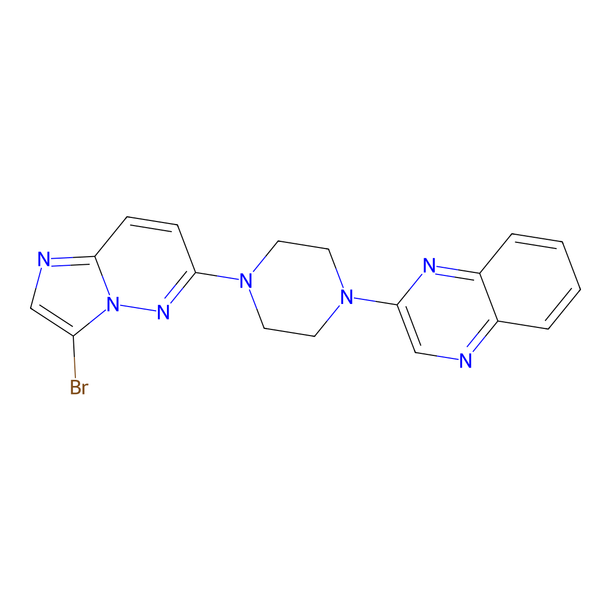 2-(4-{3-Bromoimidazo[1,2-b]pyridazin-6-yl}piperazin-1-yl)quinoxaline molecular structure, CAS 3054590-28-9