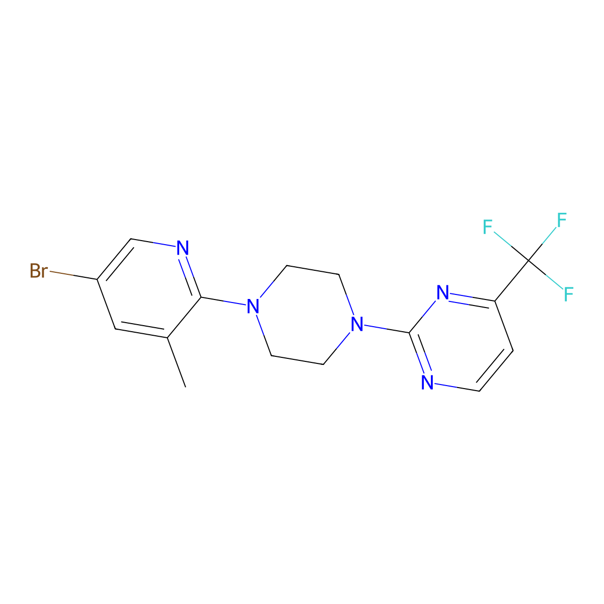 2-[4-(5-Bromo-3-methylpyridin-2-yl)piperazin-1-yl]-4-(trifluoromethyl)pyrimidine molecular structure, CAS 3054590-35-8