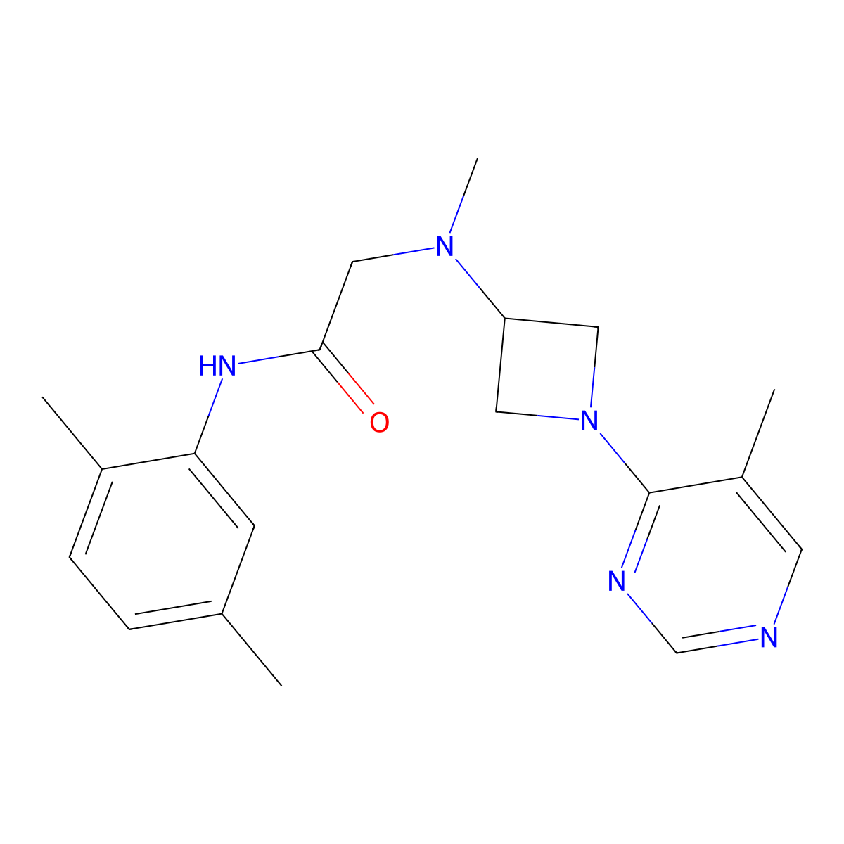 N-(2,5-dimethylphenyl)-2-{methyl[1-(5-methylpyrimidin-4-yl)azetidin-3-yl]amino}acetamide molecular structure, CAS 3054590-37-0