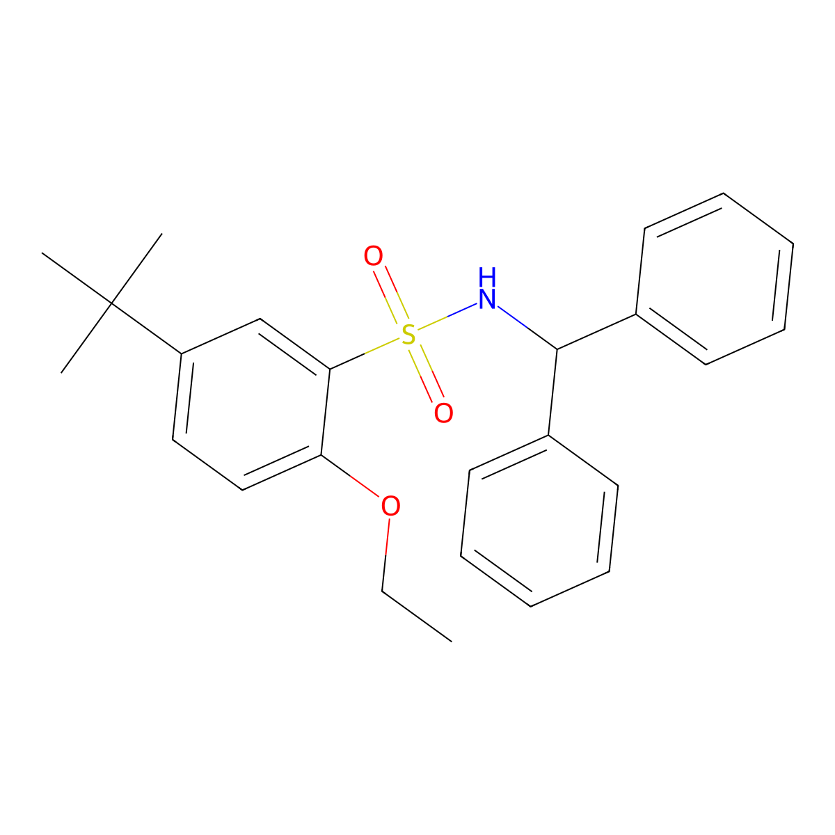 5-tert-butyl-N-(diphenylmethyl)-2-ethoxybenzene-1-sulfonamide molecular structure, CAS 3054590-44-9