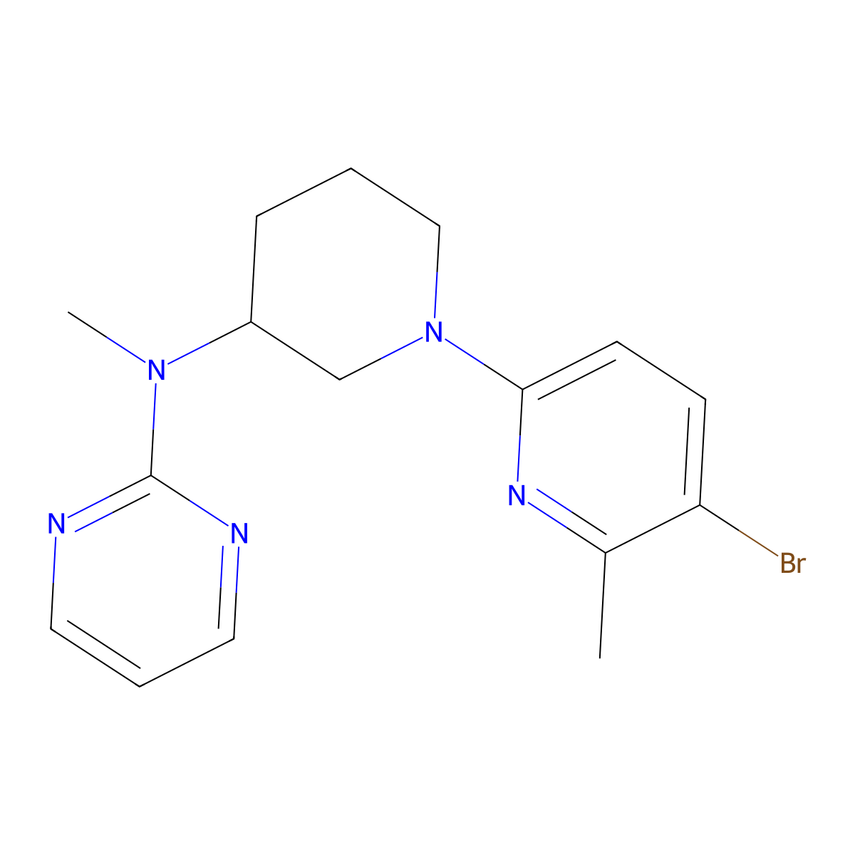 N-[1-(5-bromo-6-methylpyridin-2-yl)piperidin-3-yl]-N-methylpyrimidin-2-amine molecular structure, CAS 3054590-46-1