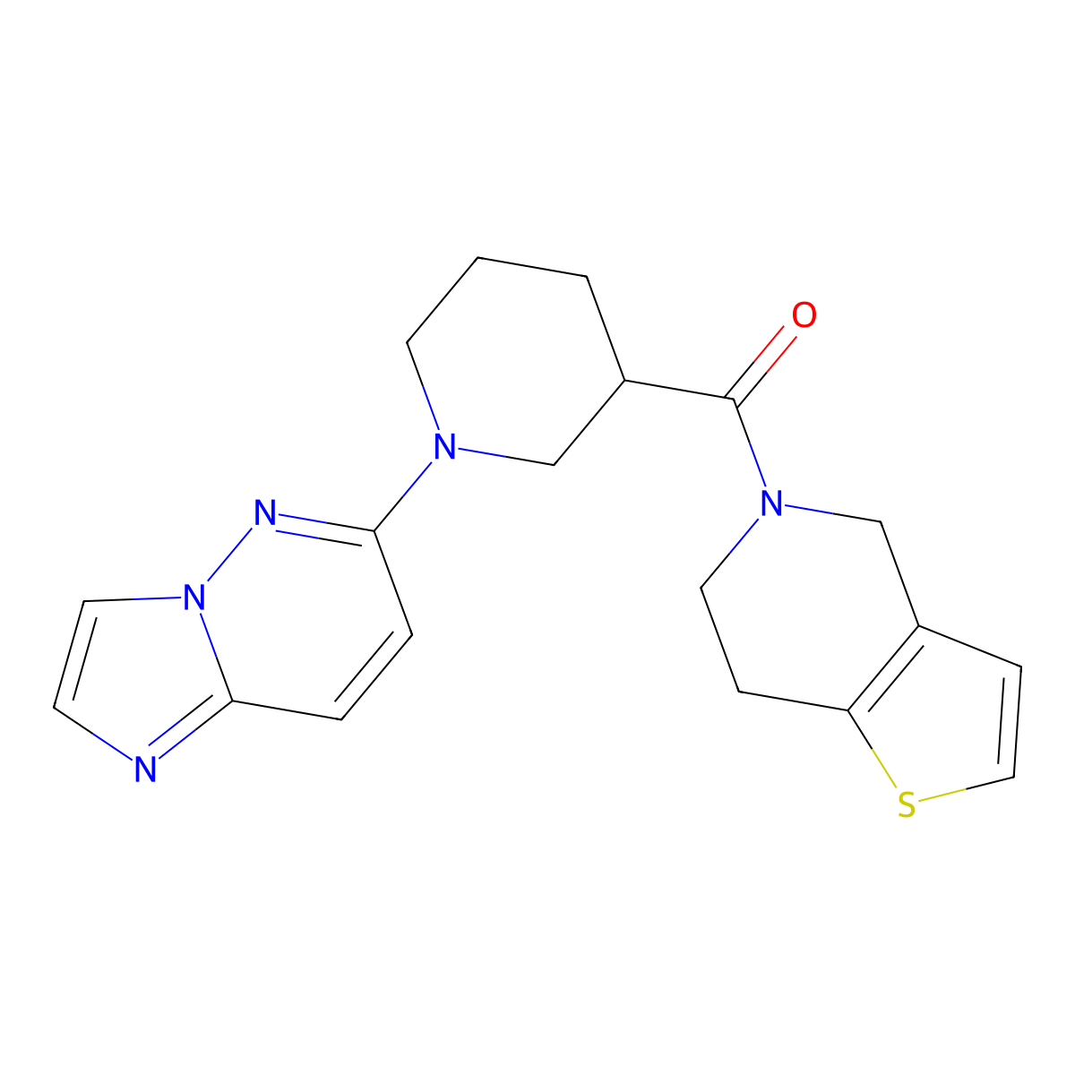 1-{imidazo[1,2-b]pyridazin-6-yl}-3-{4H,5H,6H,7H-thieno[3,2-c]pyridine-5-carbonyl}piperidine molecular structure, CAS 3054590-49-4