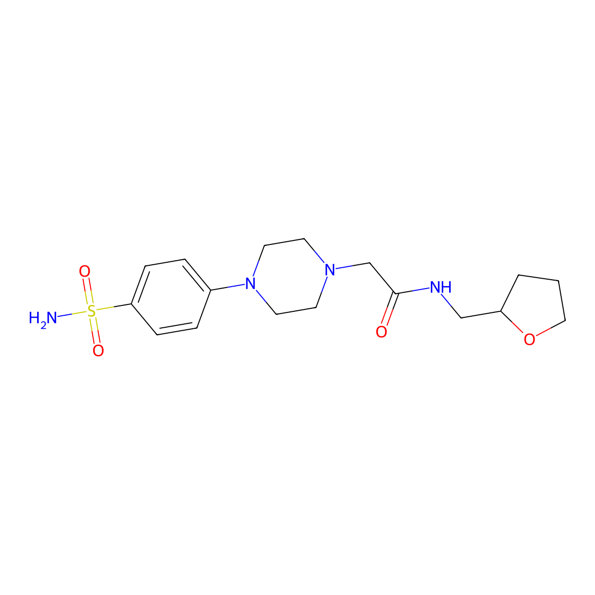 N-[(oxolan-2-yl)methyl]-2-[4-(4-sulfamoylphenyl)piperazin-1-yl]acetamide molecular structure, CAS 3054590-50-7