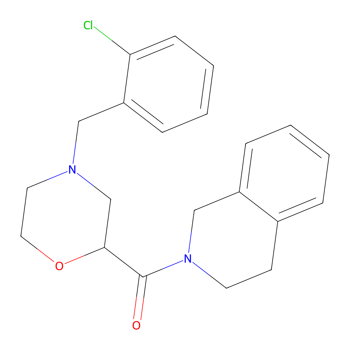 2-{4-[(2-Chlorophenyl)methyl]morpholine-2-carbonyl}-1,2,3,4-tetrahydroisoquinoline molecular structure, CAS 3054590-51-8
