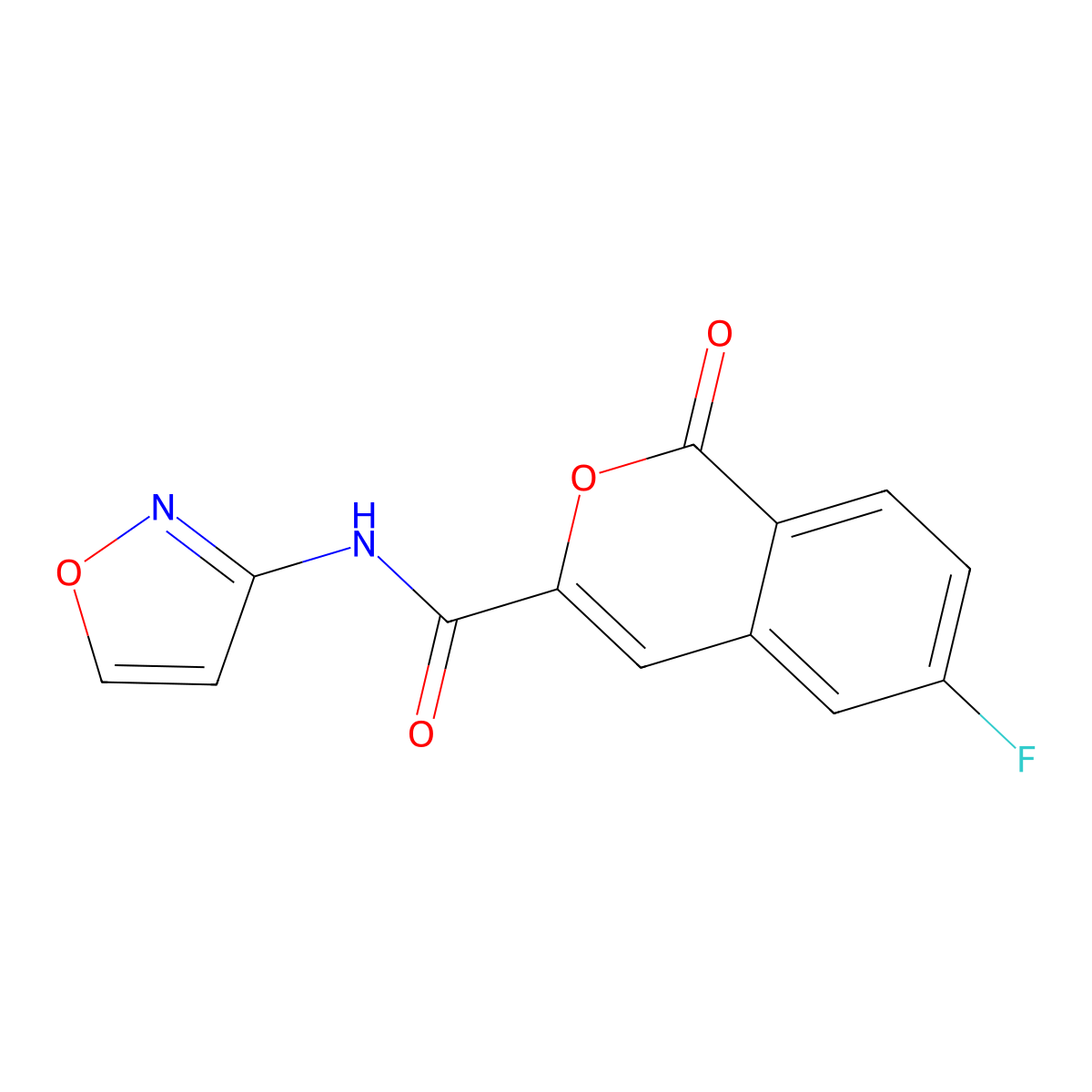 6-fluoro-N-(1,2-oxazol-3-yl)-1-oxo-1H-isochromene-3-carboxamide molecular structure, CAS 3054590-55-2