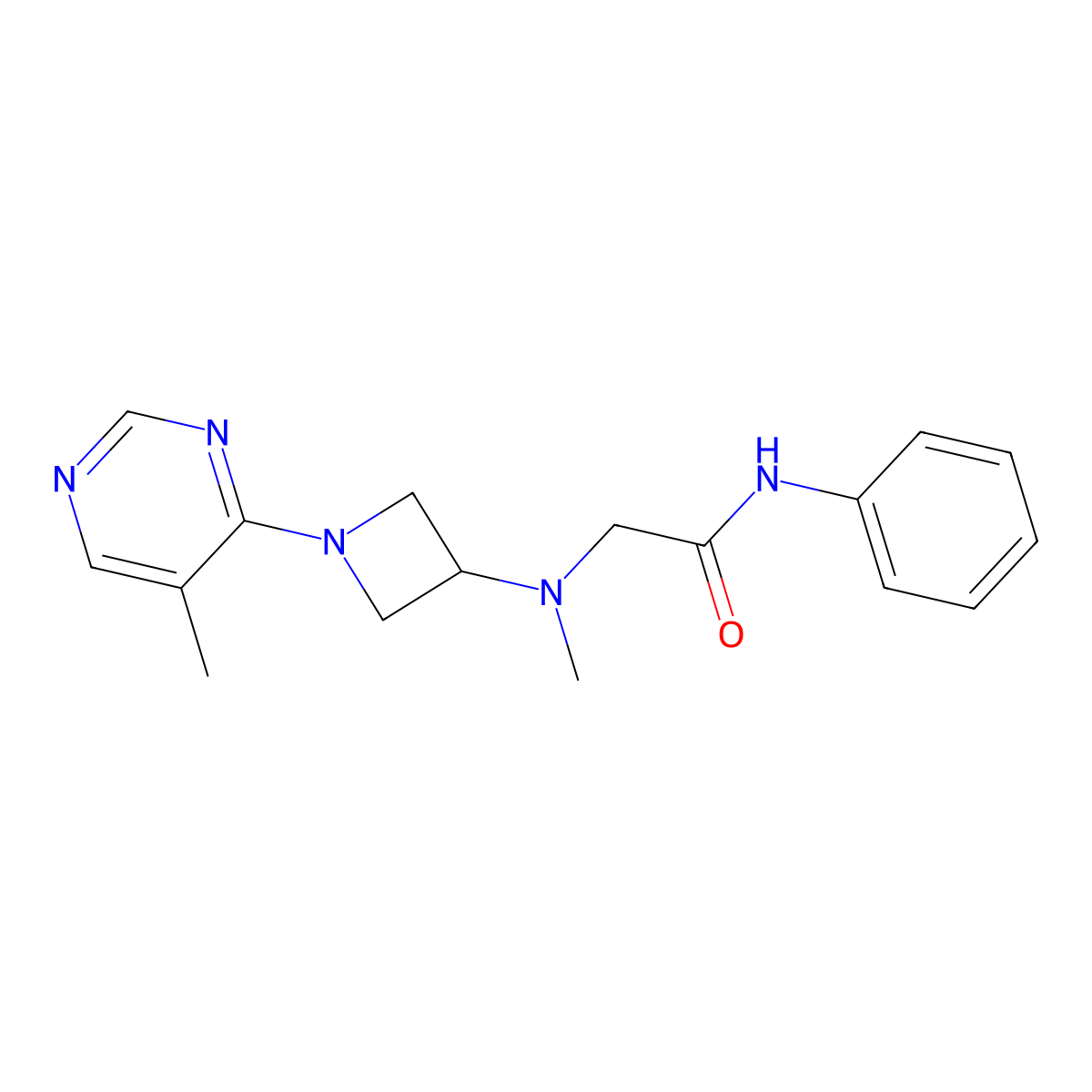 2-{methyl[1-(5-methylpyrimidin-4-yl)azetidin-3-yl]amino}-N-phenylacetamide molecular structure, CAS 3054590-56-3