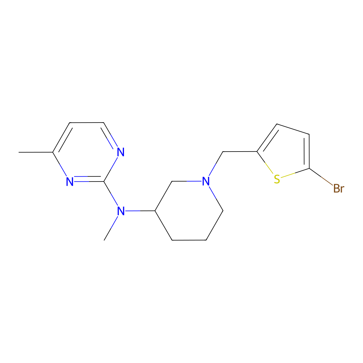 N-{1-[(5-bromothiophen-2-yl)methyl]piperidin-3-yl}-N,4-dimethylpyrimidin-2-amine molecular structure, CAS 3054590-65-4