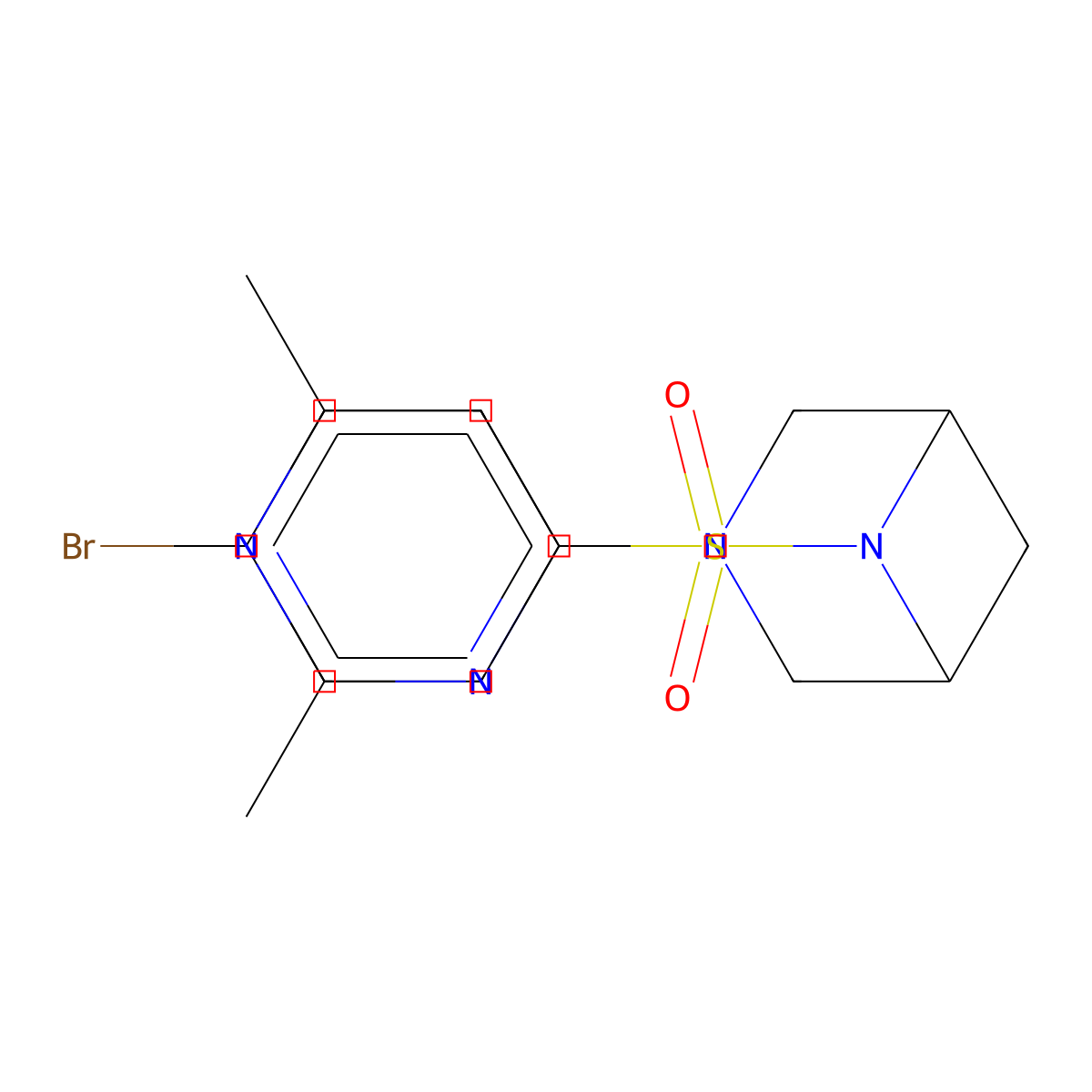 6-(4-Bromobenzenesulfonyl)-3-(2,6-dimethylpyrimidin-4-yl)-3,6-diazabicyclo[3.1.1]heptane molecular structure, CAS 3054590-66-5
