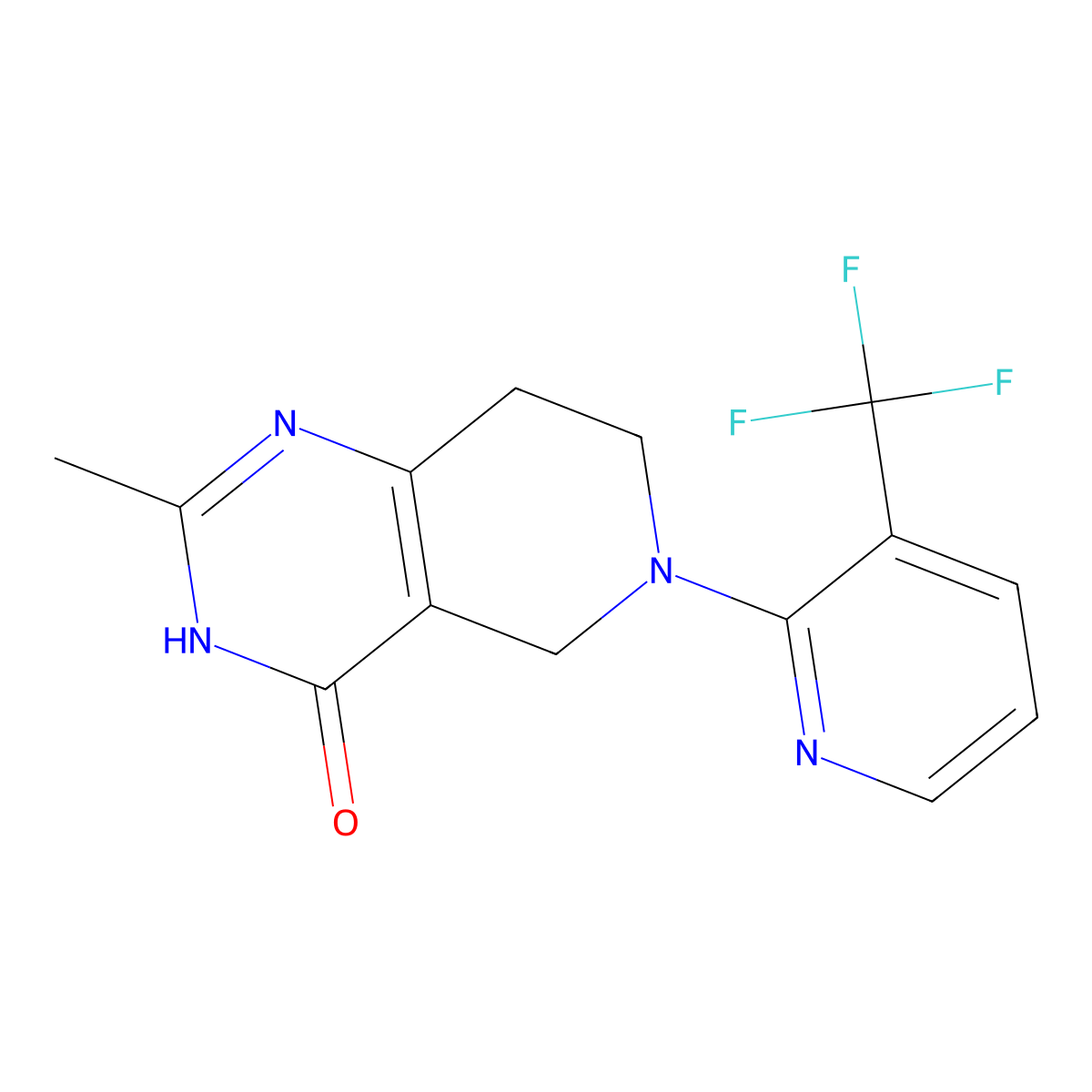 2-methyl-6-[3-(trifluoromethyl)pyridin-2-yl]-3H,4H,5H,6H,7H,8H-pyrido[4,3-d]pyrimidin-4-one molecular structure, CAS 3054590-68-7