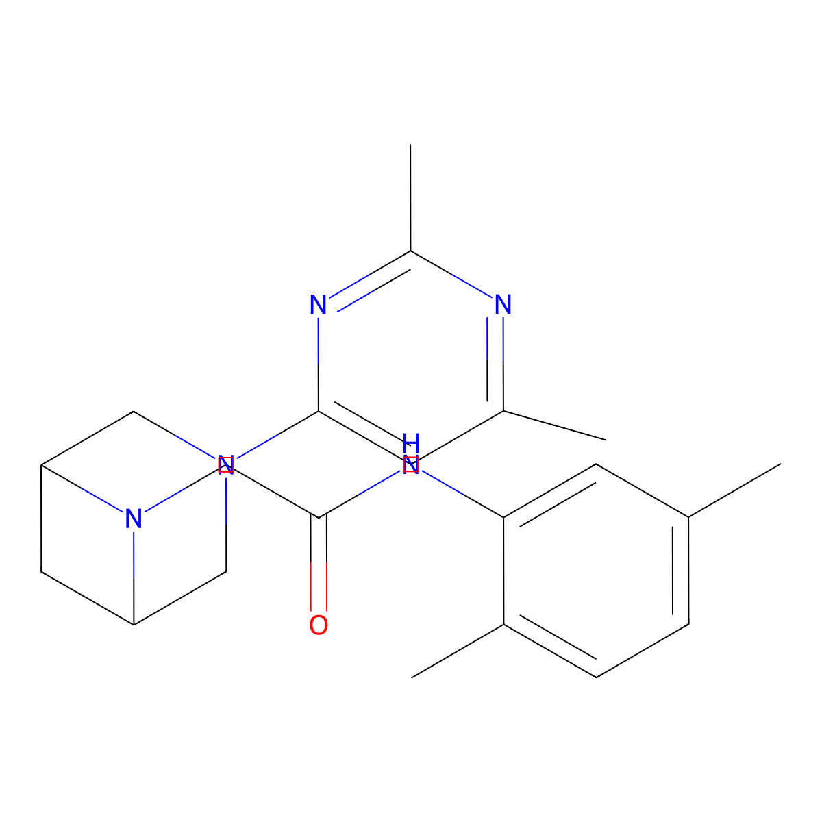 N-(2,5-dimethylphenyl)-2-[3-(2,6-dimethylpyrimidin-4-yl)-3,6-diazabicyclo[3.1.1]heptan-6-yl]acetamide molecular structure, CAS 3054590-74-5