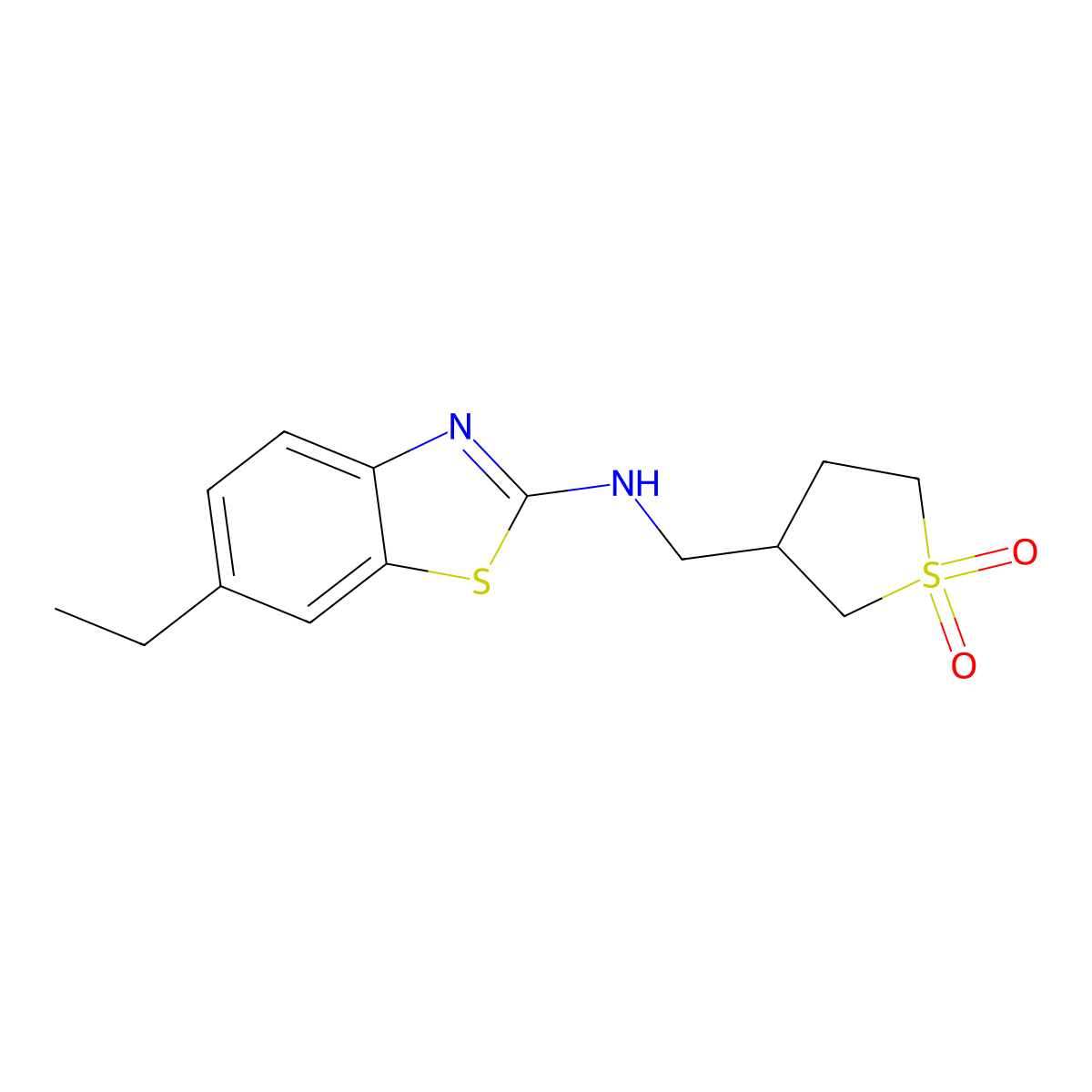 3-{[(6-Ethyl-1,3-benzothiazol-2-yl)amino]methyl}-1lambda-thiolane-1,1-dione molecular structure, CAS 3054590-81-4
