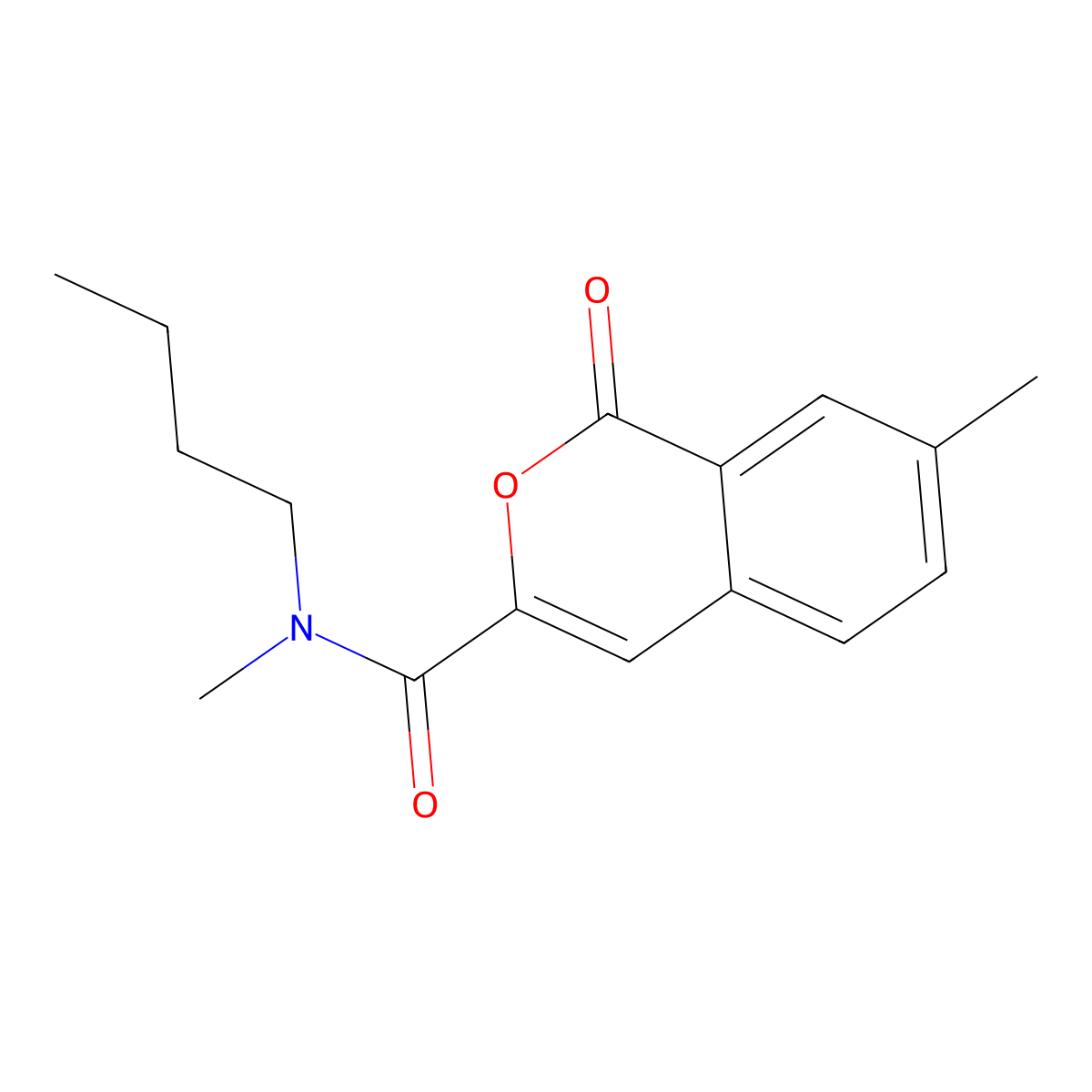 N-butyl-N,7-dimethyl-1-oxo-1H-isochromene-3-carboxamide molecular structure, CAS 3054590-84-7
