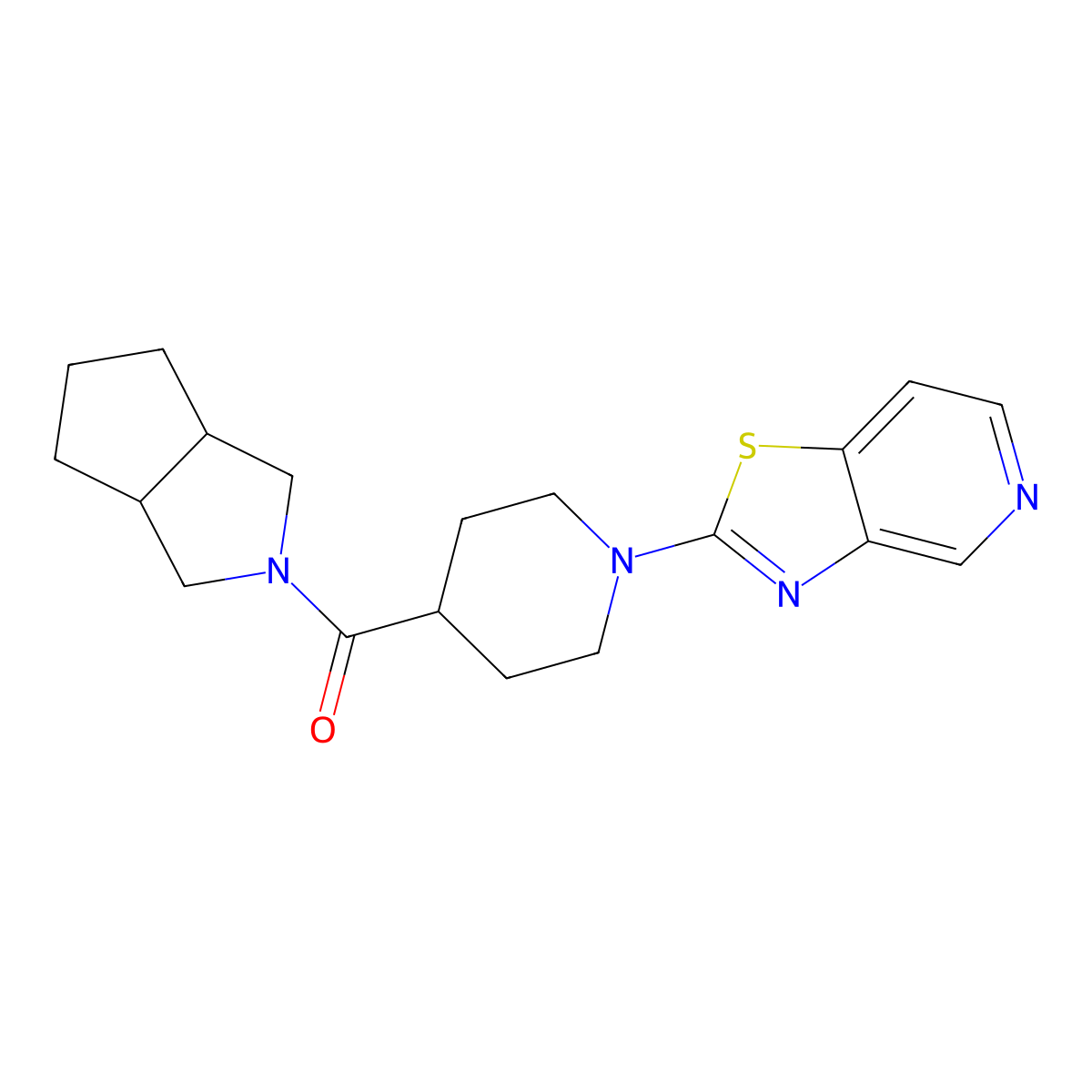 4-{Octahydrocyclopenta[c]pyrrole-2-carbonyl}-1-{[1,3]thiazolo[4,5-c]pyridin-2-yl}piperidine molecular structure, CAS 3054590-85-8