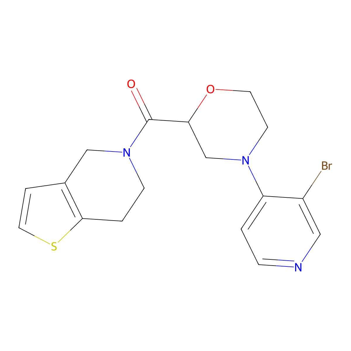 4-(3-bromopyridin-4-yl)-2-{4H,5H,6H,7H-thieno[3,2-c]pyridine-5-carbonyl}morpholine molecular structure, CAS 3054590-88-1