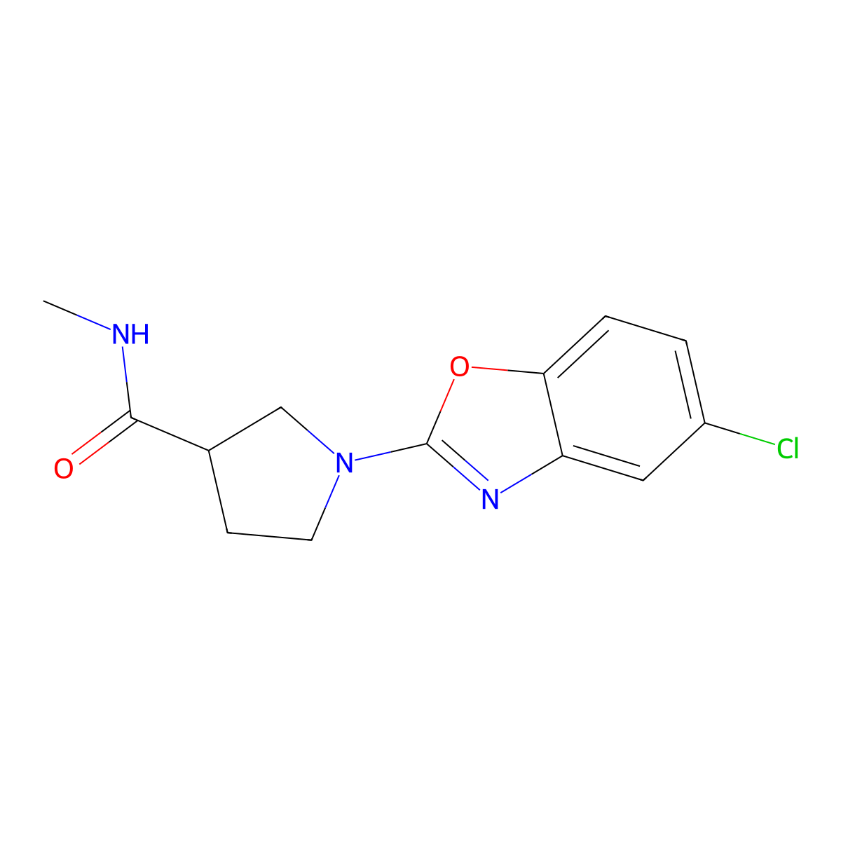 1-(5-chloro-1,3-benzoxazol-2-yl)-N-methylpyrrolidine-3-carboxamide molecular structure, CAS 3054590-90-5