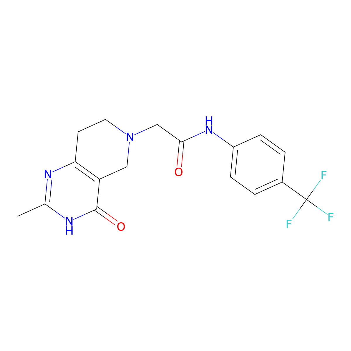 2-{2-methyl-4-oxo-3H,4H,5H,6H,7H,8H-pyrido[4,3-d]pyrimidin-6-yl}-N-[4-(trifluoromethyl)phenyl]acetamide molecular structure, CAS 3054590-93-8