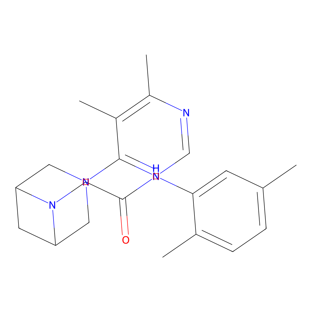 N-(2,5-dimethylphenyl)-2-[3-(5,6-dimethylpyrimidin-4-yl)-3,6-diazabicyclo[3.1.1]heptan-6-yl]acetamide molecular structure, CAS 3054590-95-0