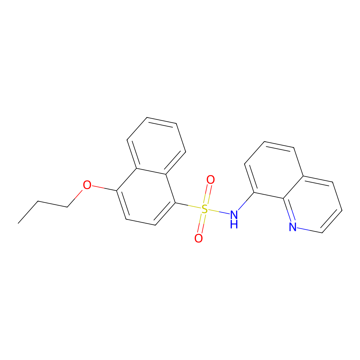 4-propoxy-N-(quinolin-8-yl)naphthalene-1-sulfonamide molecular structure, CAS 3054590-97-2