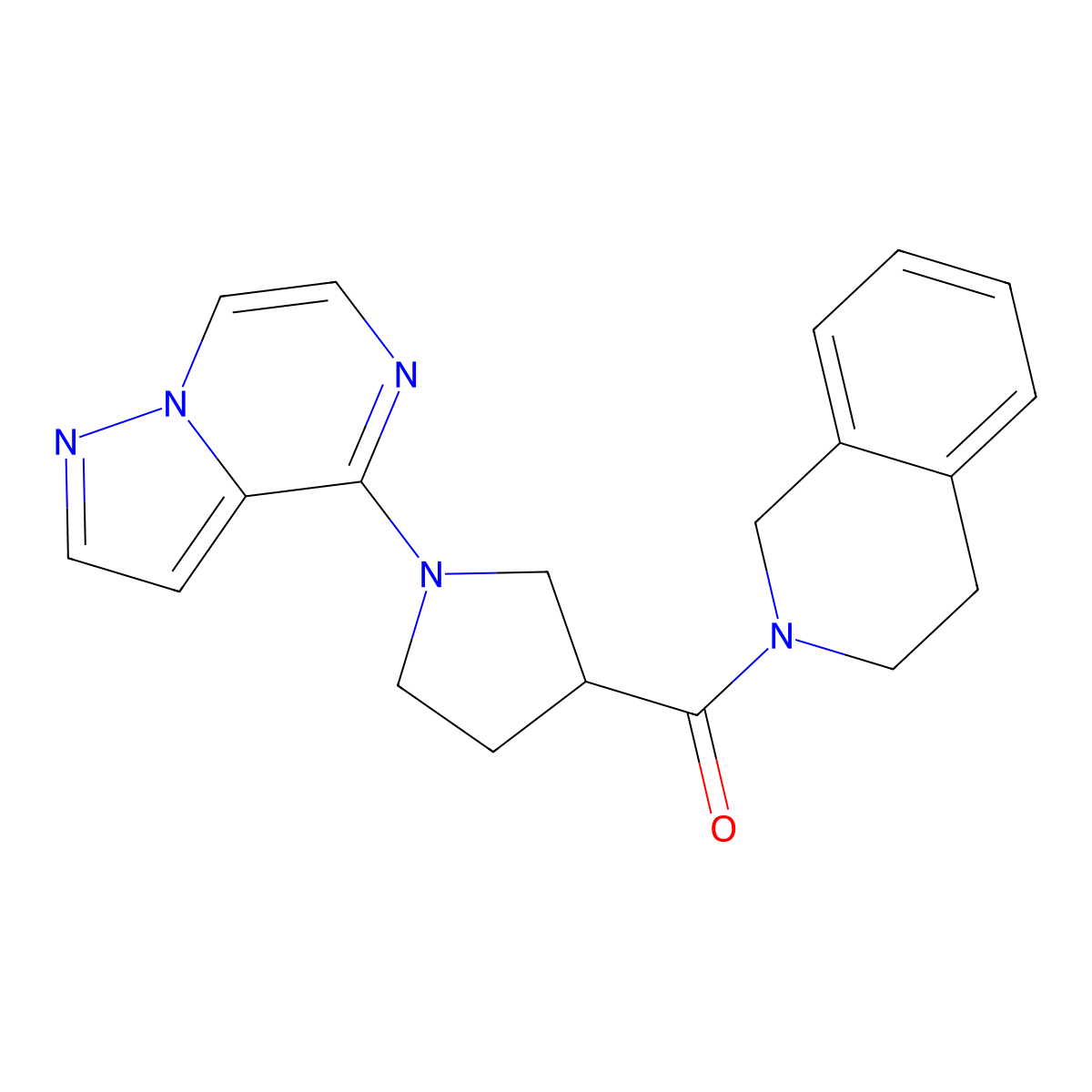 2-(1-{Pyrazolo[1,5-a]pyrazin-4-yl}pyrrolidine-3-carbonyl)-1,2,3,4-tetrahydroisoquinoline molecular structure, CAS 3054591-05-5