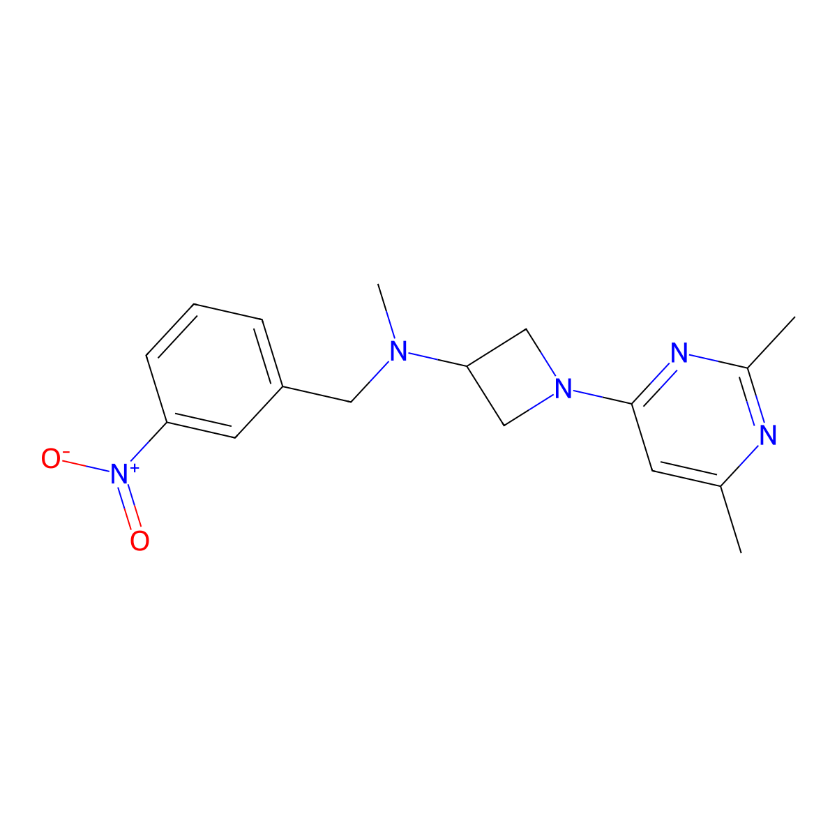 1-(2,6-dimethylpyrimidin-4-yl)-N-methyl-N-[(3-nitrophenyl)methyl]azetidin-3-amine molecular structure, CAS 3054591-17-9