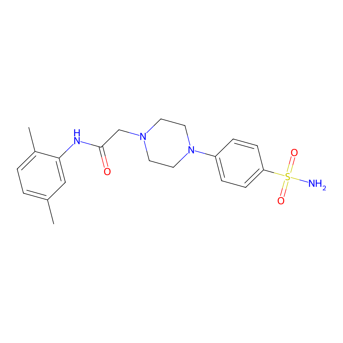 N-(2,5-dimethylphenyl)-2-[4-(4-sulfamoylphenyl)piperazin-1-yl]acetamide molecular structure, CAS 3054591-20-4