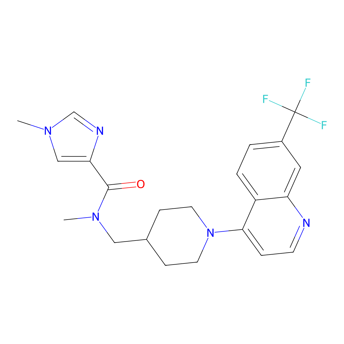 N,1-dimethyl-N-({1-[7-(trifluoromethyl)quinolin-4-yl]piperidin-4-yl}methyl)-1H-imidazole-4-carboxamide molecular structure, CAS 3054591-21-5