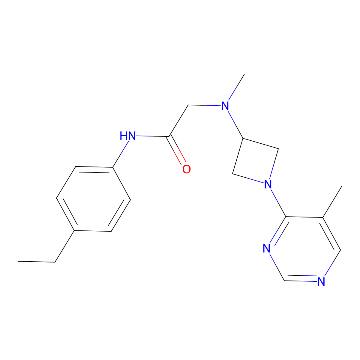 N-(4-ethylphenyl)-2-{methyl[1-(5-methylpyrimidin-4-yl)azetidin-3-yl]amino}acetamide molecular structure, CAS 3054591-23-7