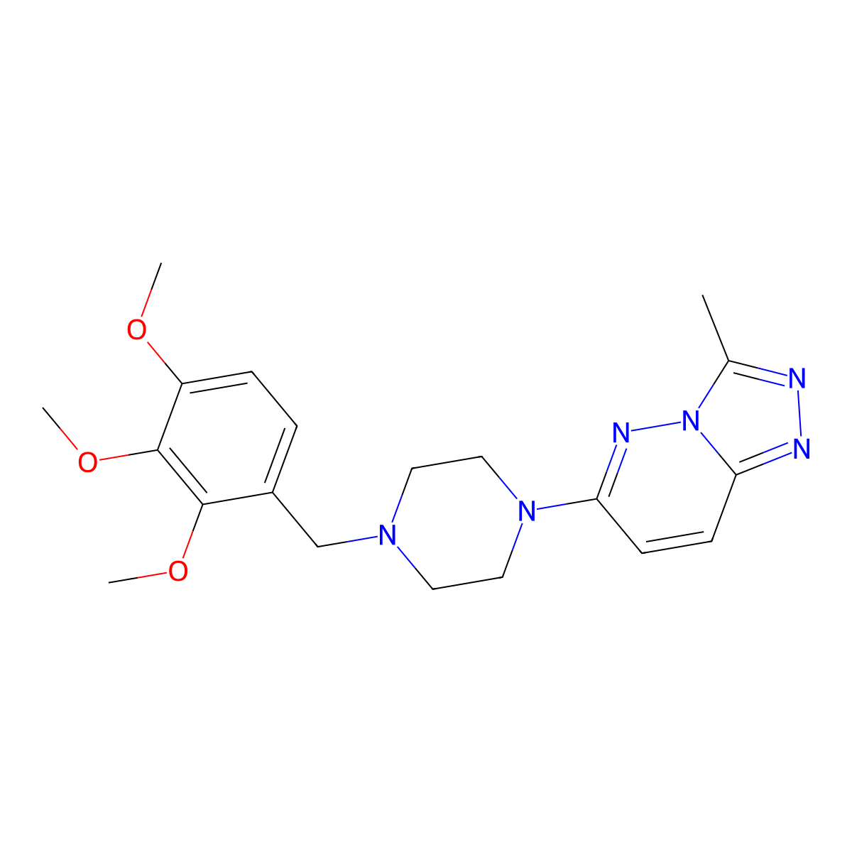 1-{3-Methyl-[1,2,4]triazolo[4,3-b]pyridazin-6-yl}-4-[(2,3,4-trimethoxyphenyl)methyl]piperazine molecular structure, CAS 3054591-25-9