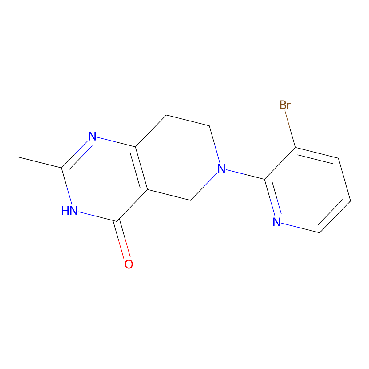 6-(3-bromopyridin-2-yl)-2-methyl-3H,4H,5H,6H,7H,8H-pyrido[4,3-d]pyrimidin-4-one molecular structure, CAS 3054591-32-8