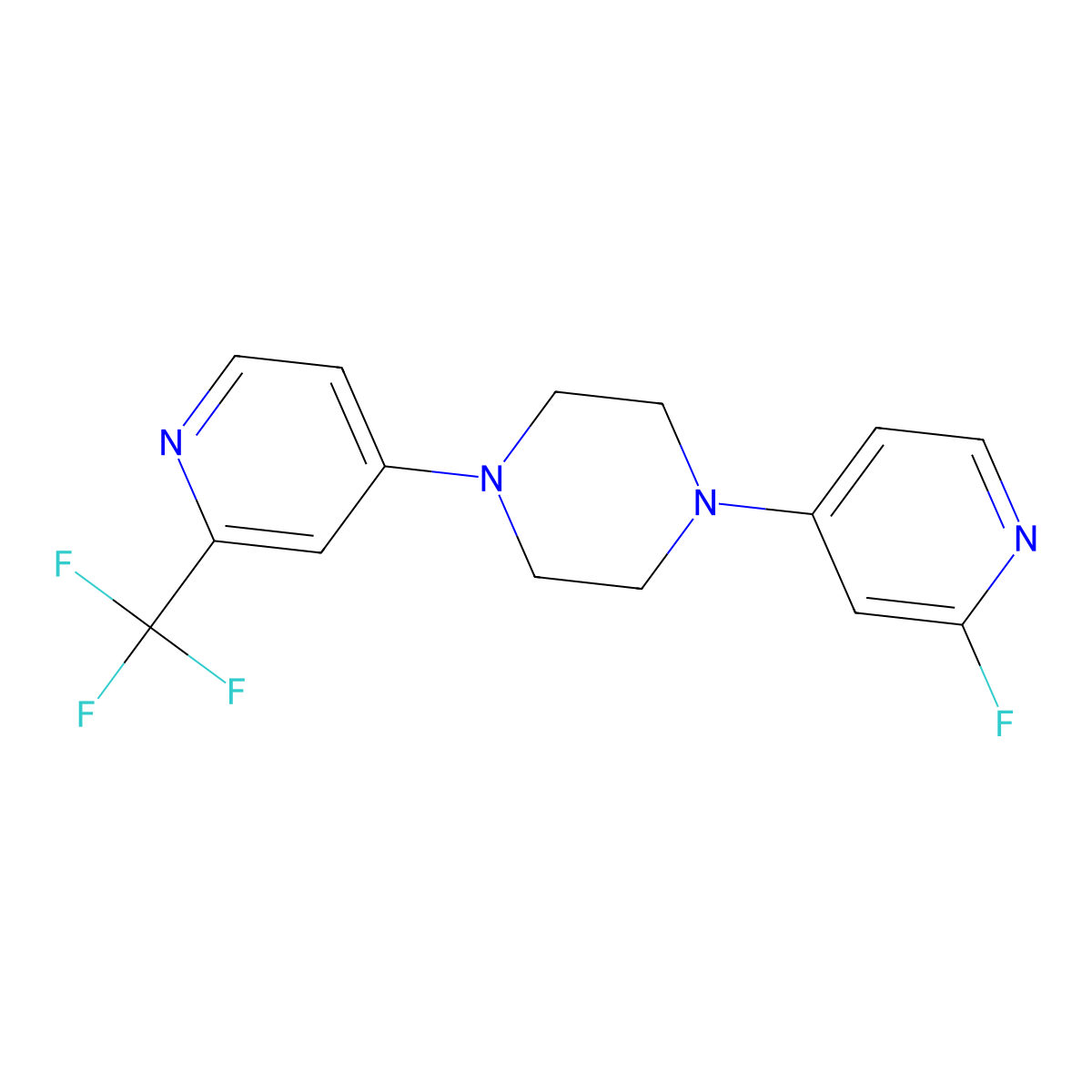 1-(2-Fluoropyridin-4-yl)-4-[2-(trifluoromethyl)pyridin-4-yl]piperazine molecular structure, CAS 3054591-35-1