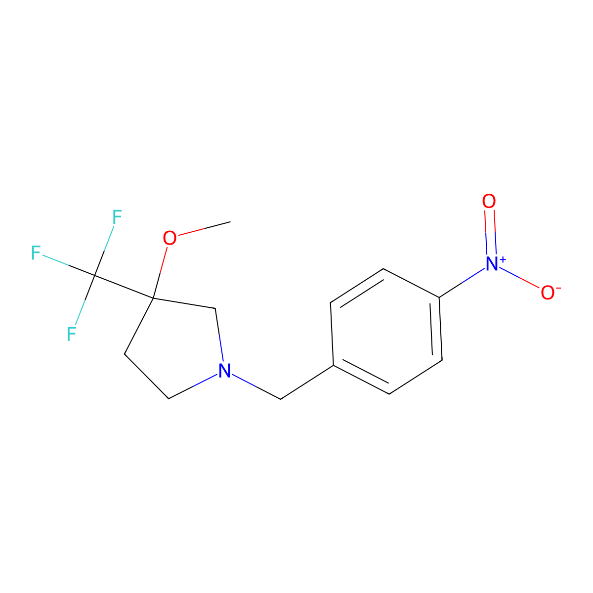 3-Methoxy-1-[(4-nitrophenyl)methyl]-3-(trifluoromethyl)pyrrolidine molecular structure, CAS 3054591-36-2