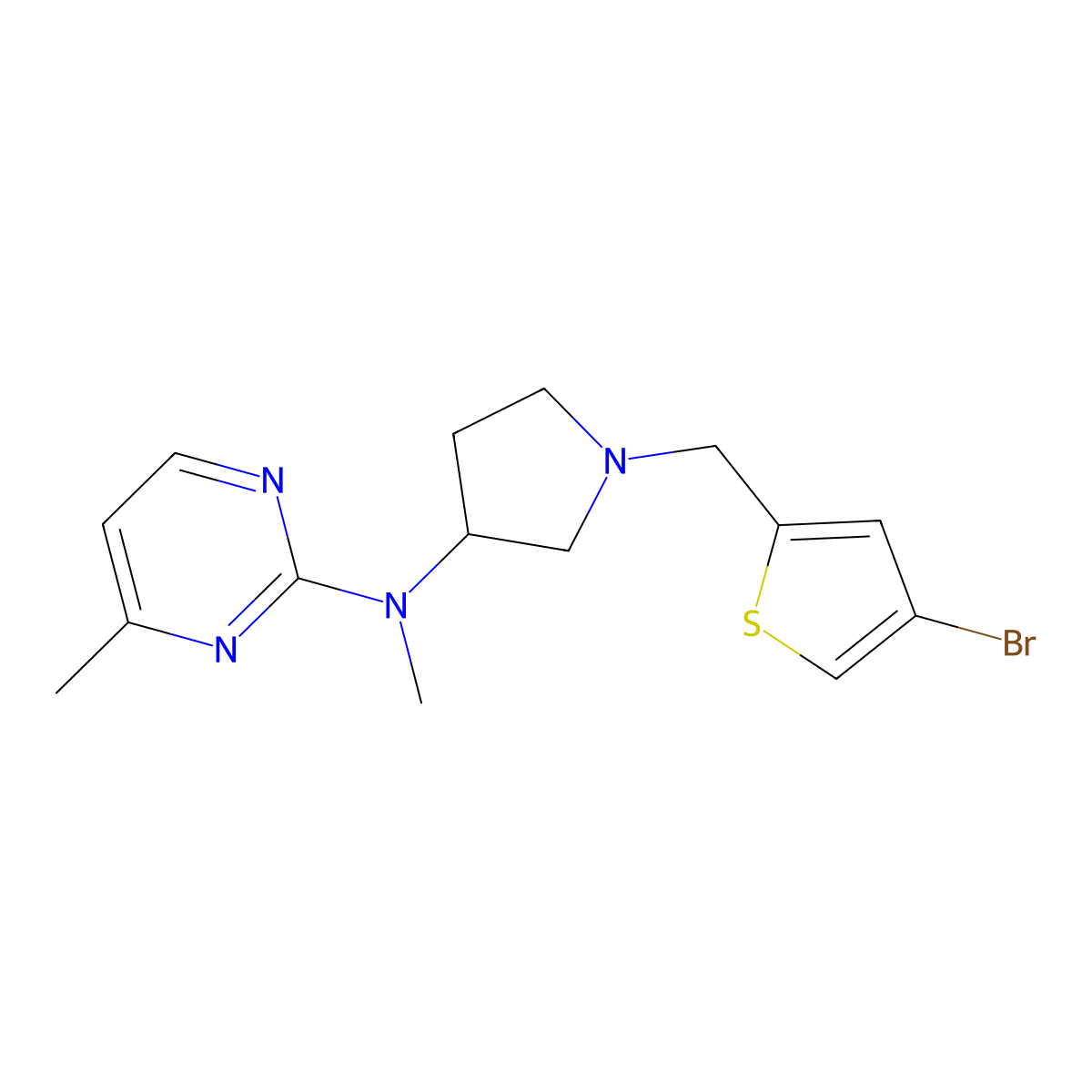 N-{1-[(4-bromothiophen-2-yl)methyl]pyrrolidin-3-yl}-N,4-dimethylpyrimidin-2-amine molecular structure, CAS 3054591-42-0