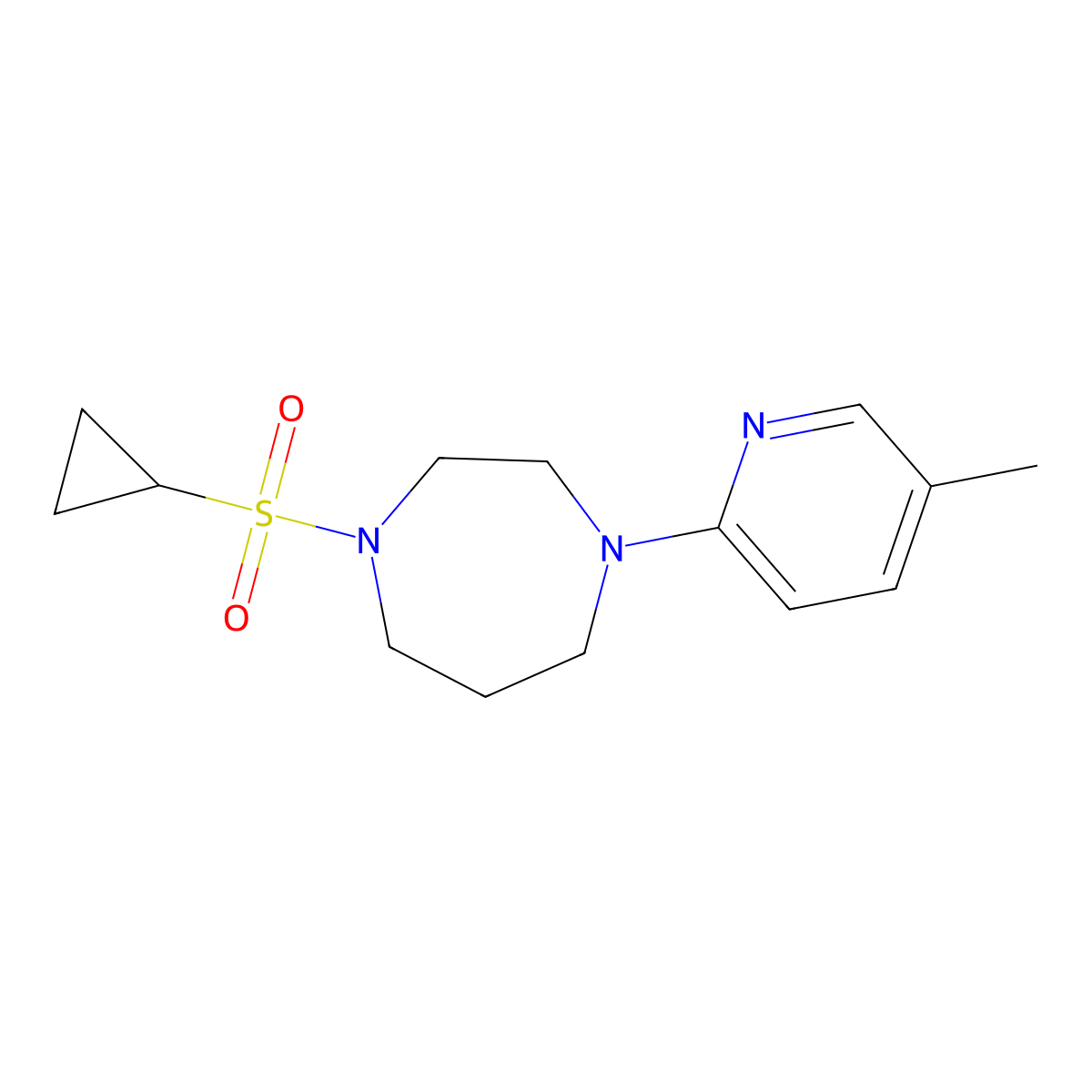 1-(Cyclopropanesulfonyl)-4-(5-methylpyridin-2-yl)-1,4-diazepane molecular structure, CAS 3054591-46-4
