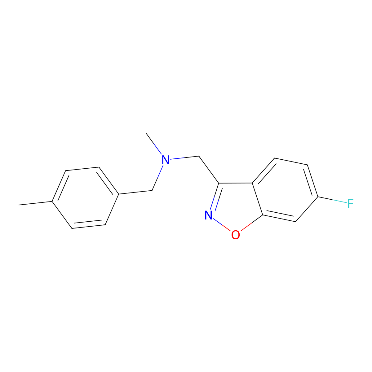 [(6-Fluoro-1,2-benzoxazol-3-yl)methyl](methyl)[(4-methylphenyl)methyl]amine molecular structure, CAS 3054591-52-2