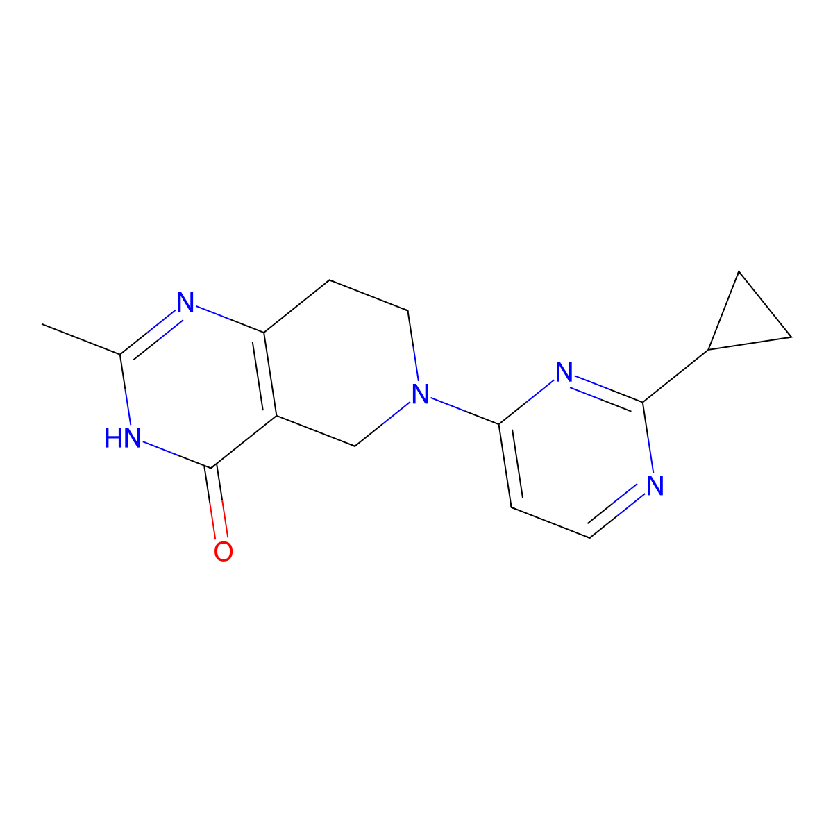 6-(2-cyclopropylpyrimidin-4-yl)-2-methyl-3H,4H,5H,6H,7H,8H-pyrido[4,3-d]pyrimidin-4-one molecular structure, CAS 3054591-57-7