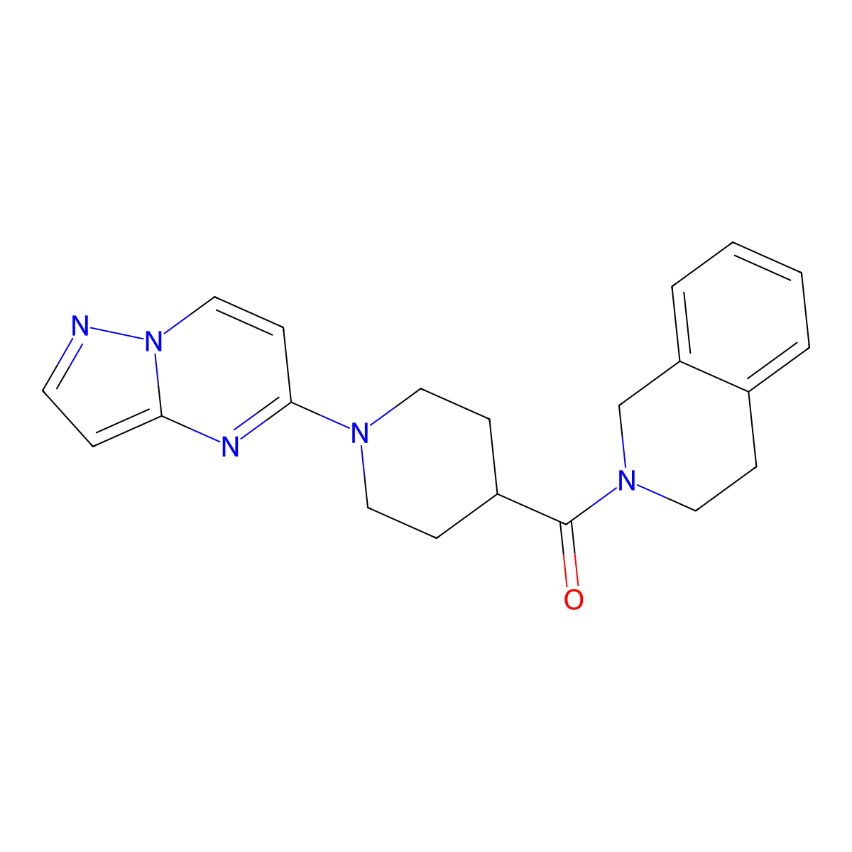 2-(1-{Pyrazolo[1,5-a]pyrimidin-5-yl}piperidine-4-carbonyl)-1,2,3,4-tetrahydroisoquinoline molecular structure, CAS 3054591-60-2